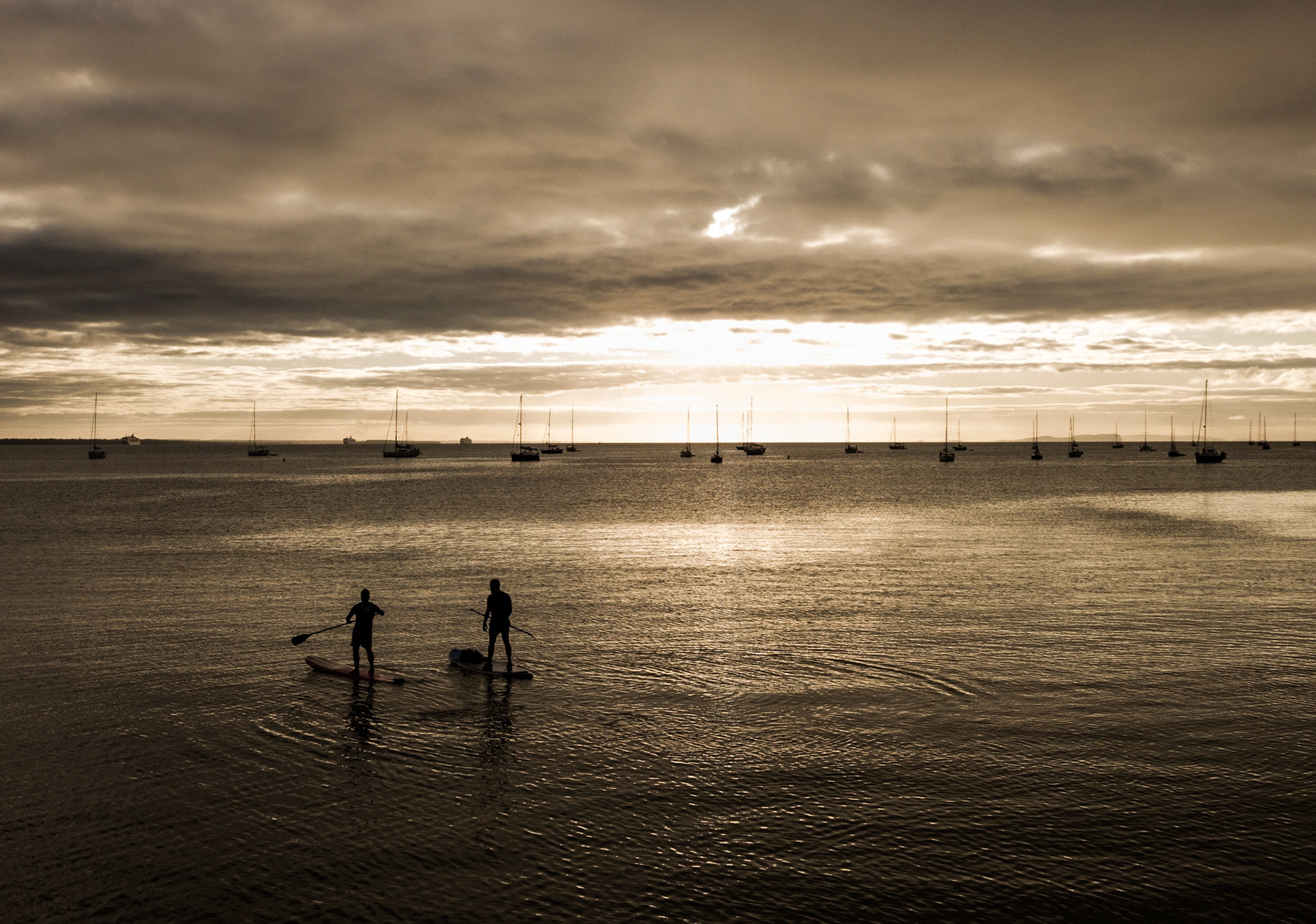 Shaun and Jonny take the paddleboards out for a spin.