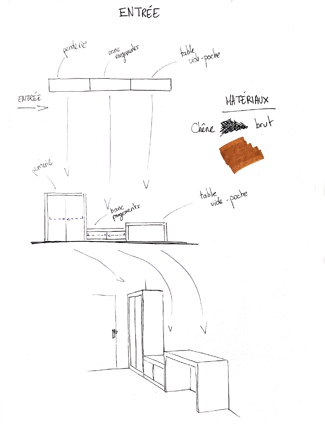 Croquis meuble d'entrée