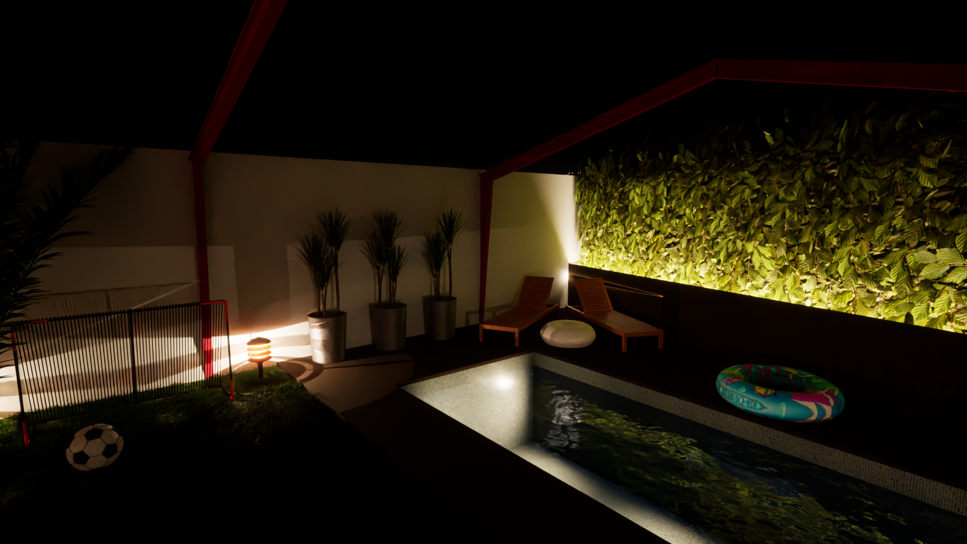 Vue piscine nuit