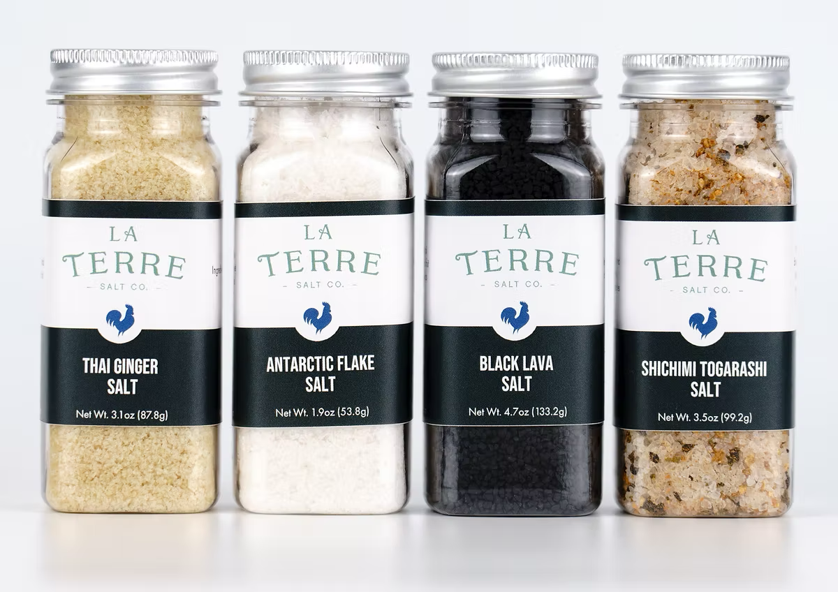 Objective: This project began with the goal of creating a new label design to elevate the brand. Without the ability for customers to touch, taste, or smell the salts, the packaging needed to communicate their quality and uniqueness instantly. Unlike in a boutique or department stores where shoppers can hold a product in their hands their online customers rely solely on photographs. The design had to capture the essence of the product, sparking desire with a single glance.
