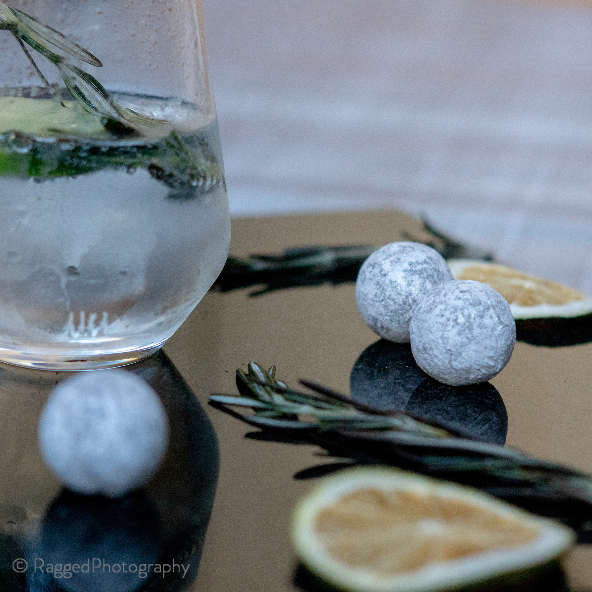 Gin truffles with gin glass