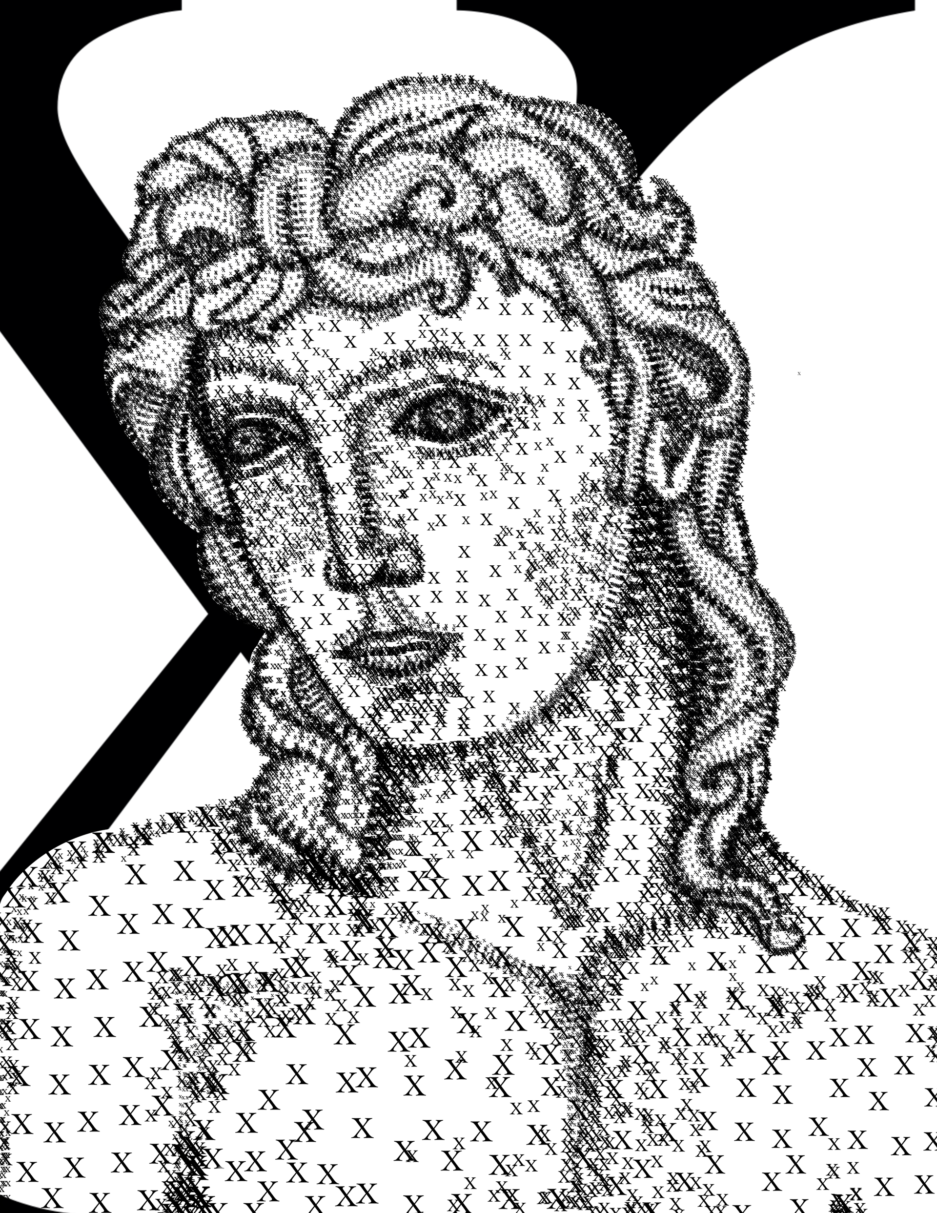 Design created using a repetition of a single letter.