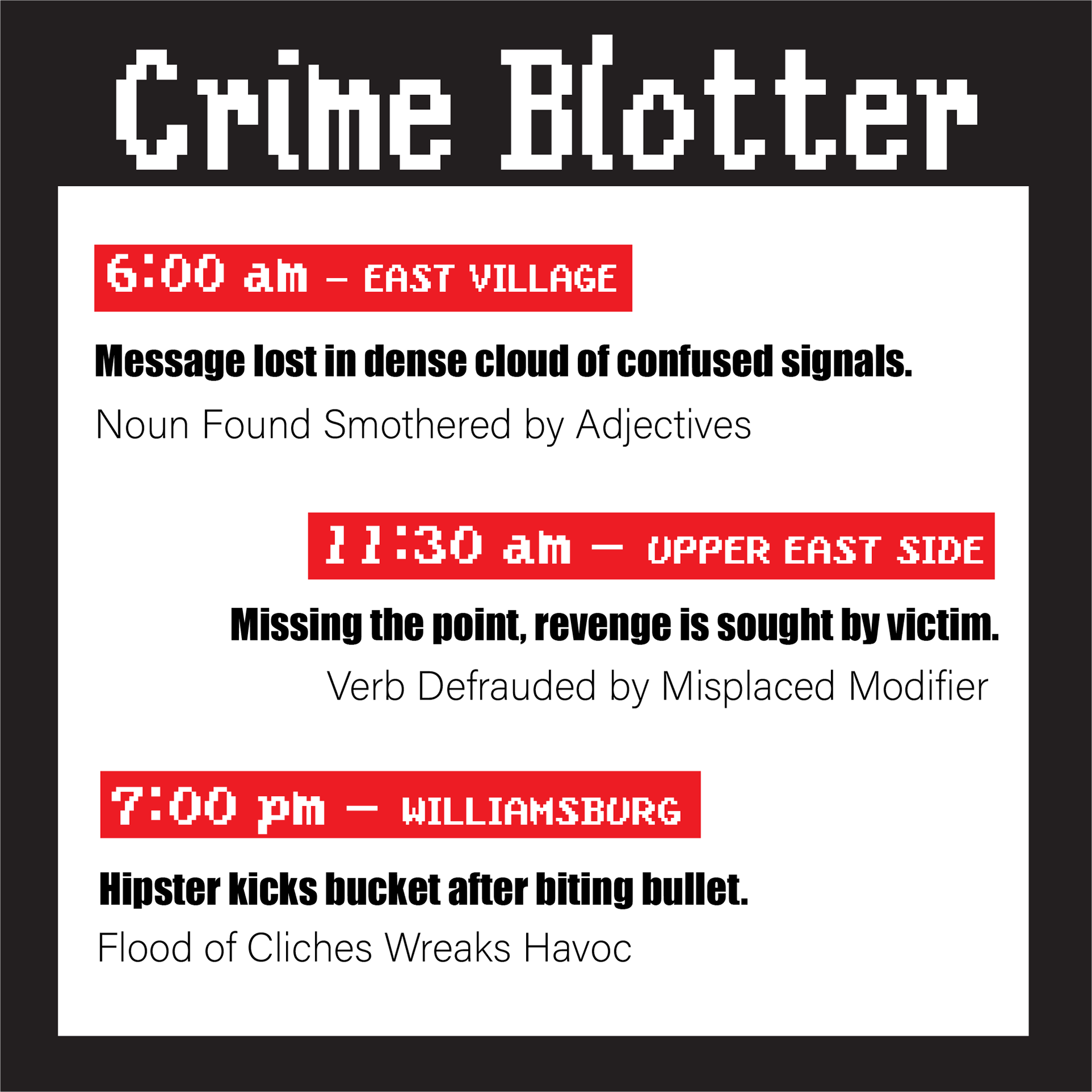 Class assignment experimenting with informational hierarchy.