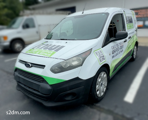 Commercial Vehicle Wrap in Atlanta: Kiwi Turbo Stripper Rental and Repair's Ford Transit Connect - Expertly Designed, Printed, and Installed.