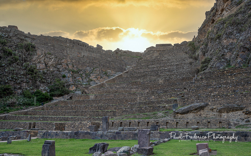 Ollantaytambo - Terraces of Pumatallis at Sunset