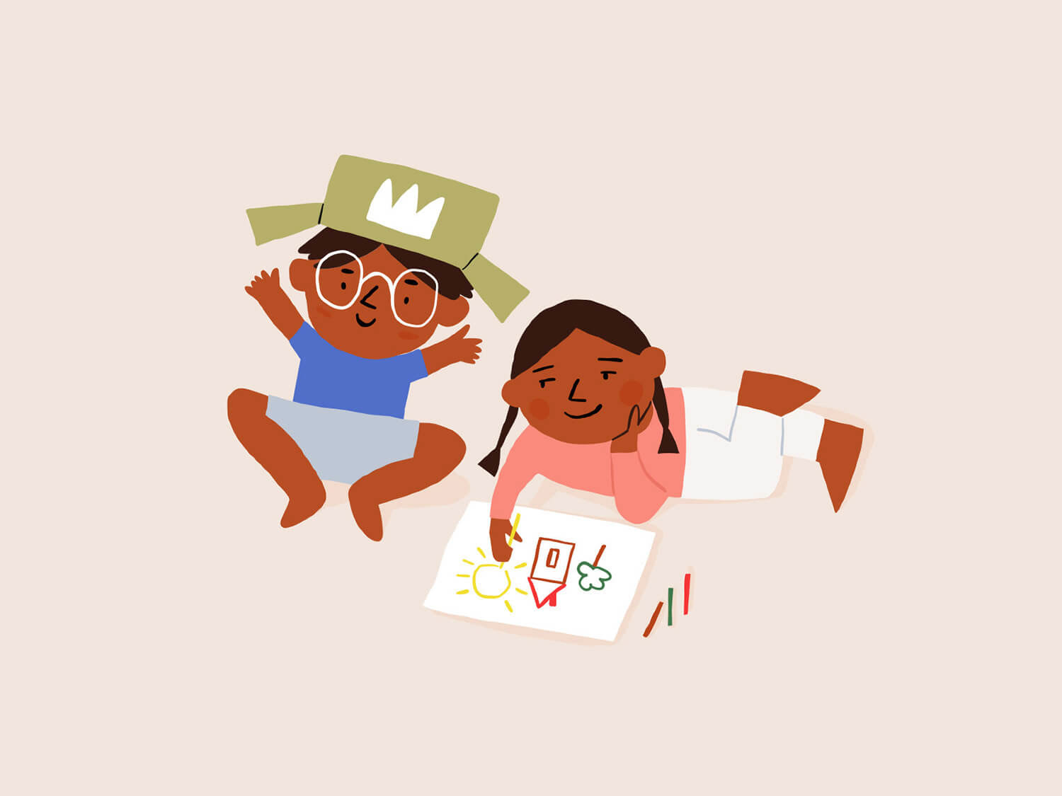 children illustration, family illustration, brother and sister by Tatiana Vovchek