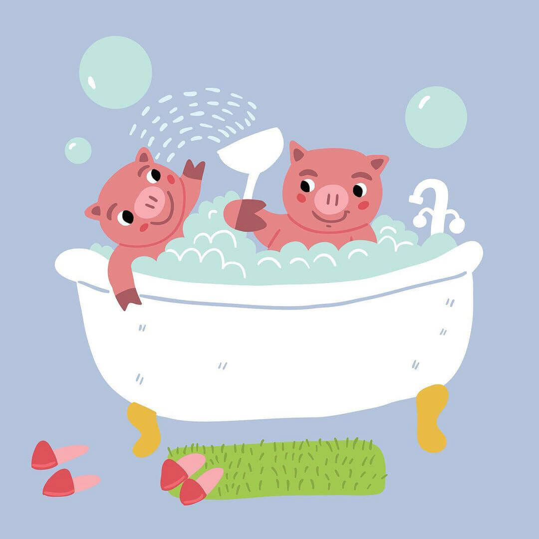 pigs family for strolling with the moon picture book bedtime story by Tatiana Vovchek