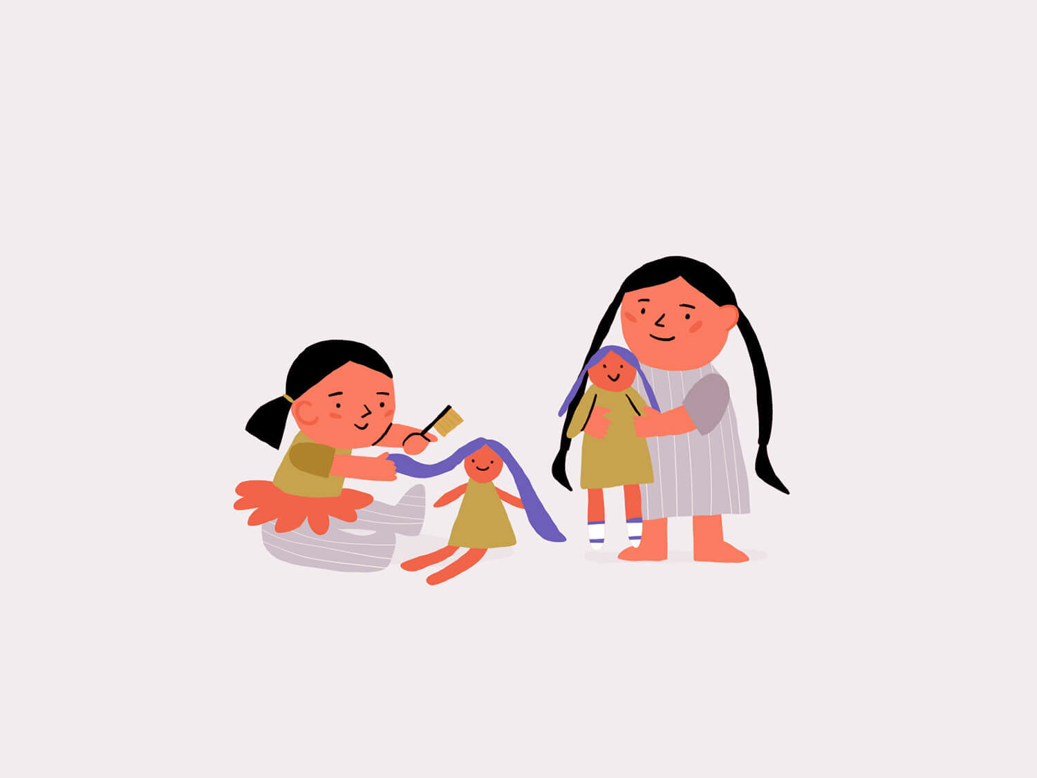 little sisters illustration, kidlit illustration, family illustration by Tatiana Vovchek