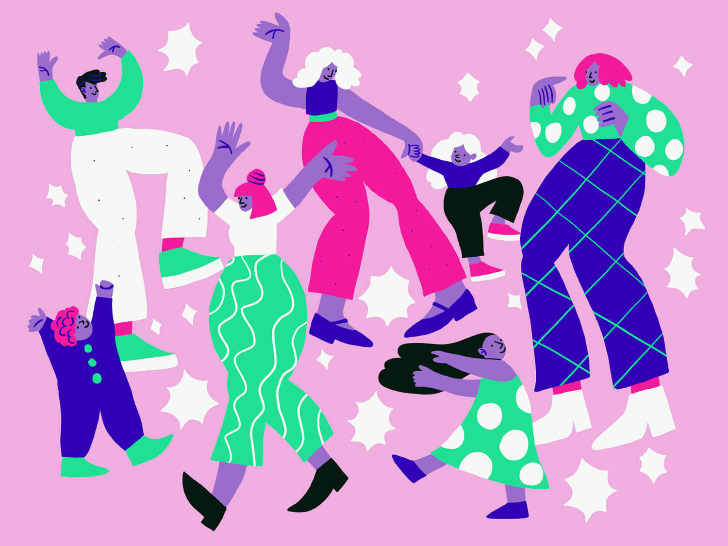 modern family illustration, fashion style illustration by Tatiana Vovchek