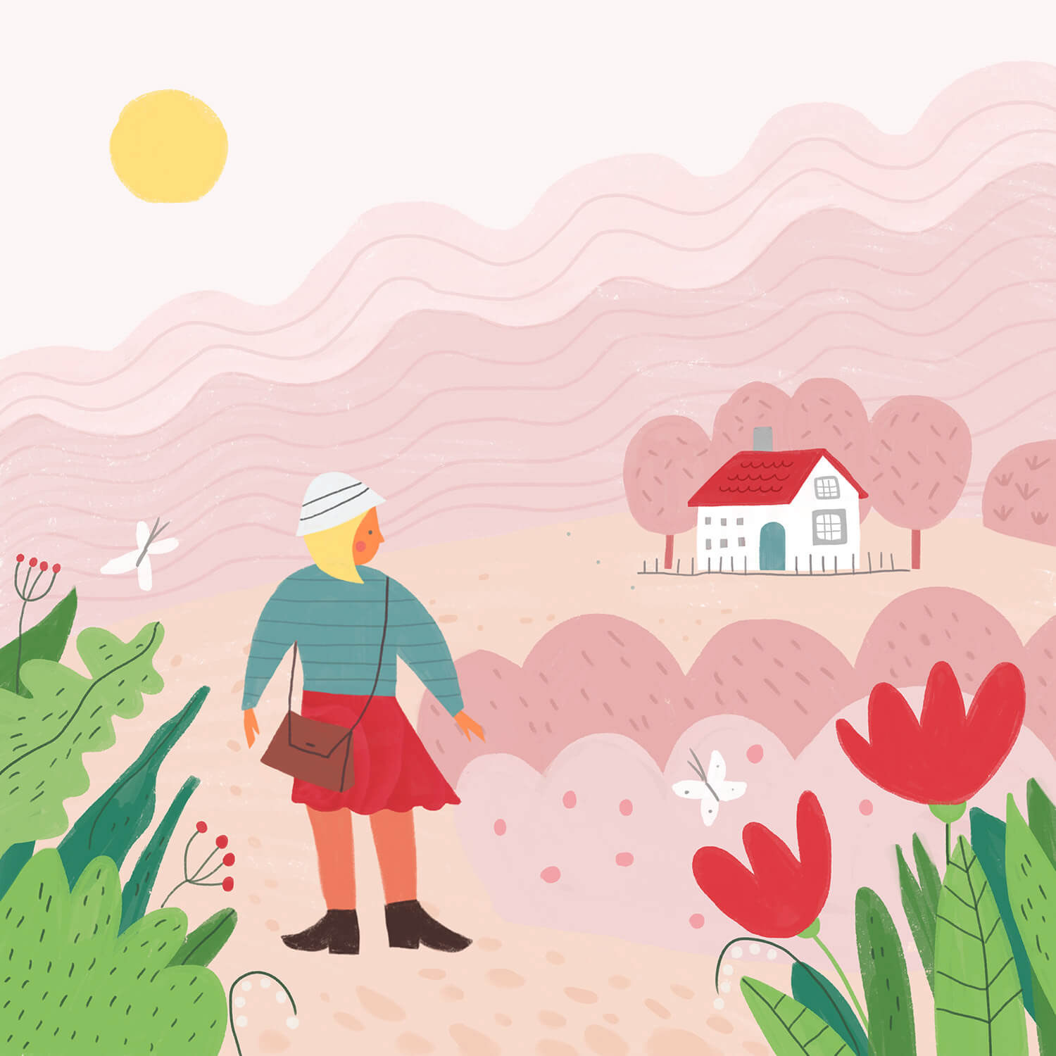 fairy tale about little fairy, dwarf character, magical wood adventures, kidlit illustration by Tatiana Vovchek