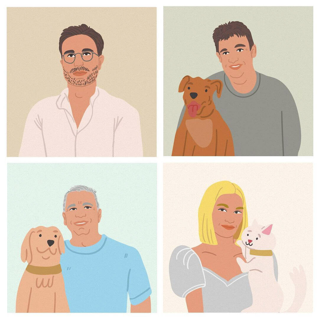 corporate pets, illustrations for social media by Tatiana Vovchek