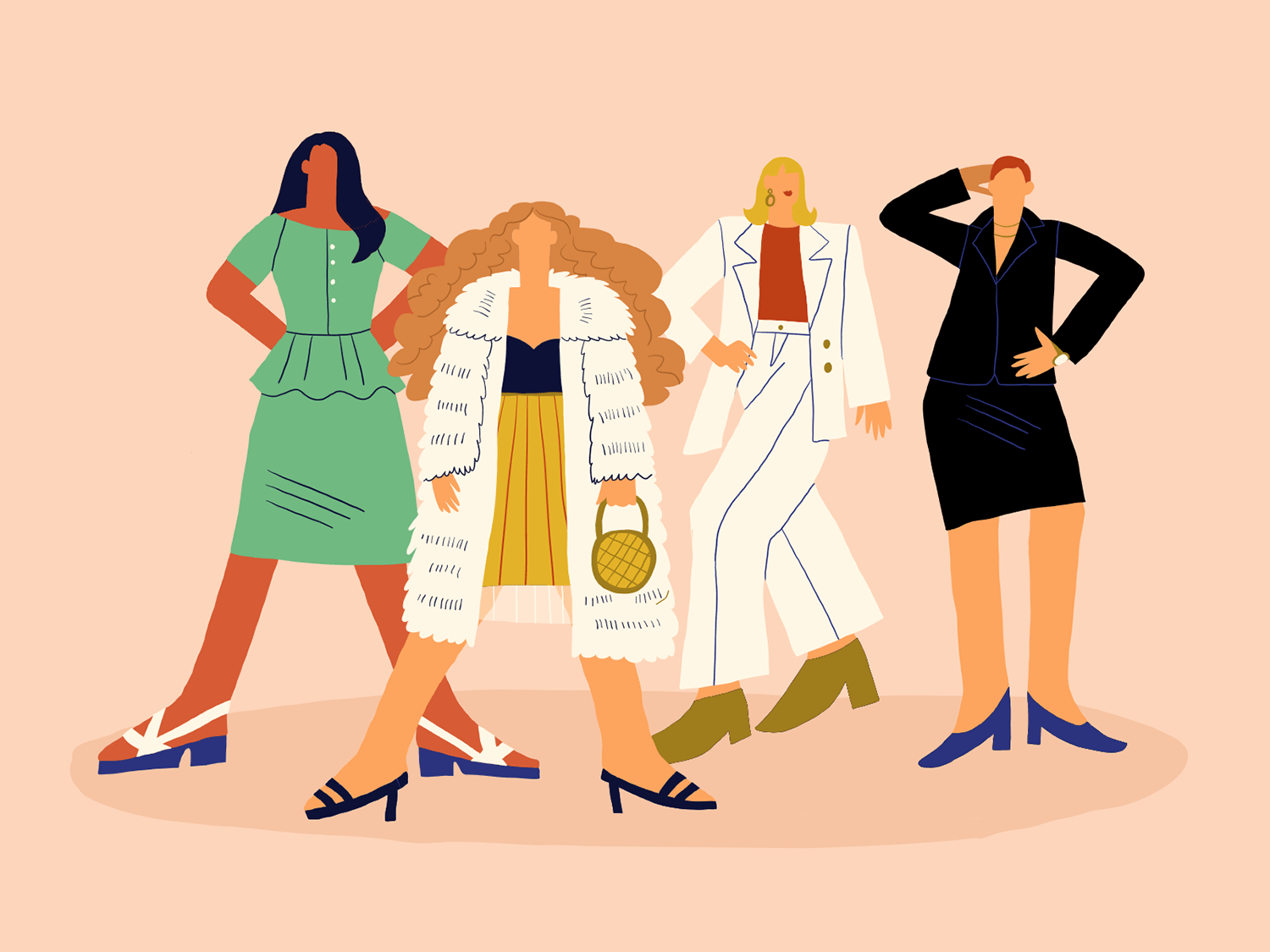 fashion women illustration, stylish women fashion illustration