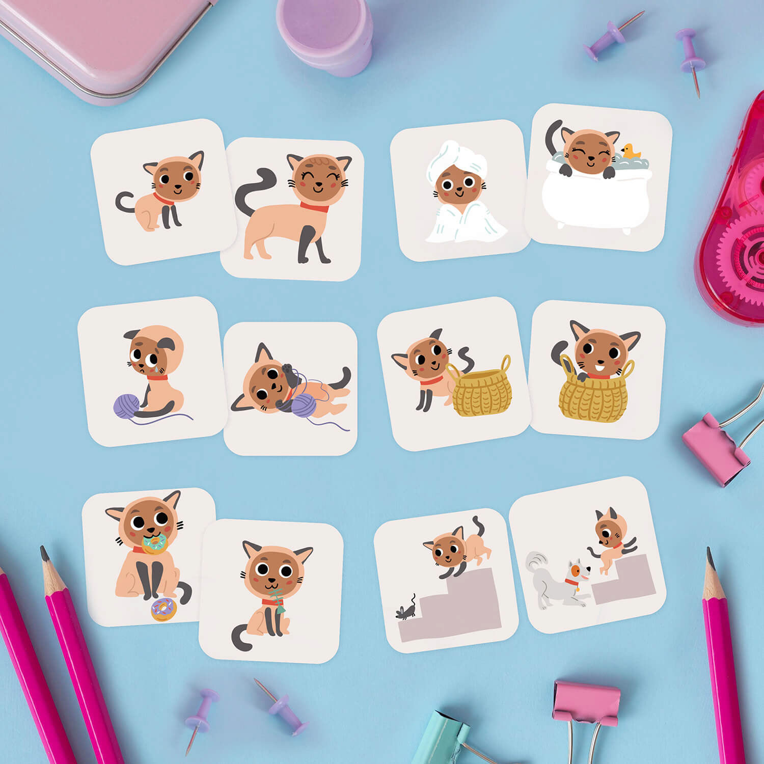 cat character design for kidlit activity book by Tatiana Vovchek