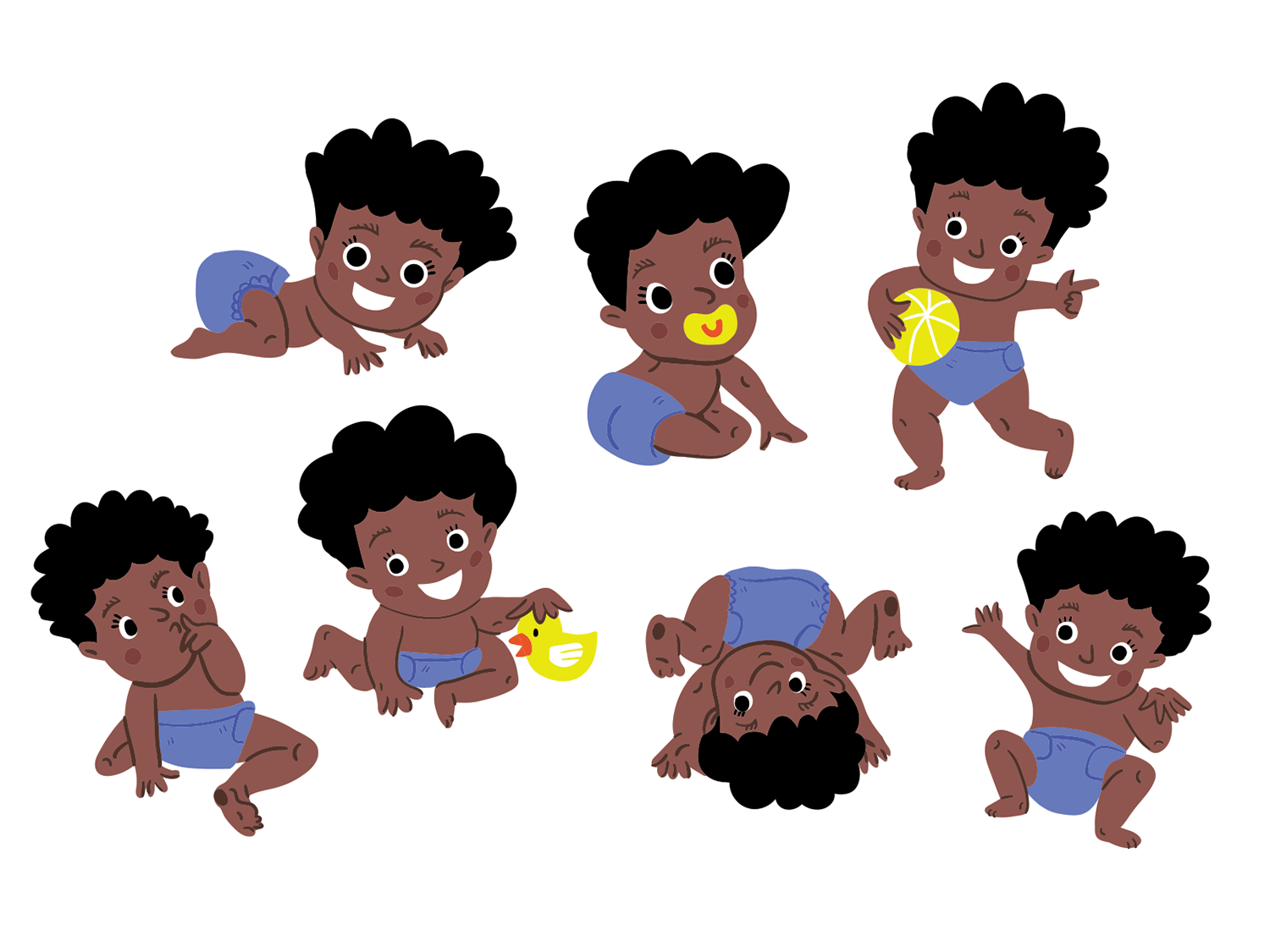little baby charatcer design, african american baby character design and illustration, diversity, black baby illustration by Tatiana Vovchek
