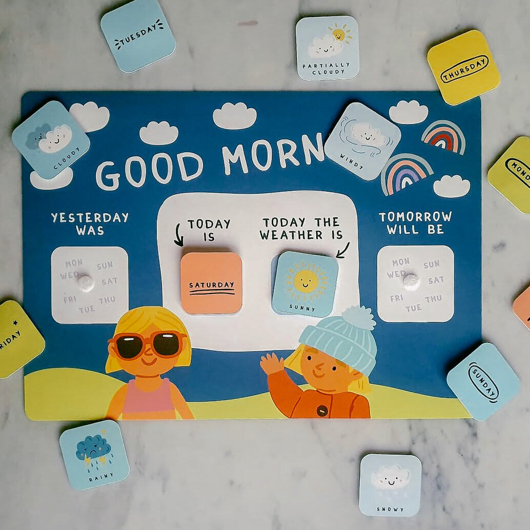 little girl character design and seasons of the year illustration for activity cards by Tatiana Vovchek