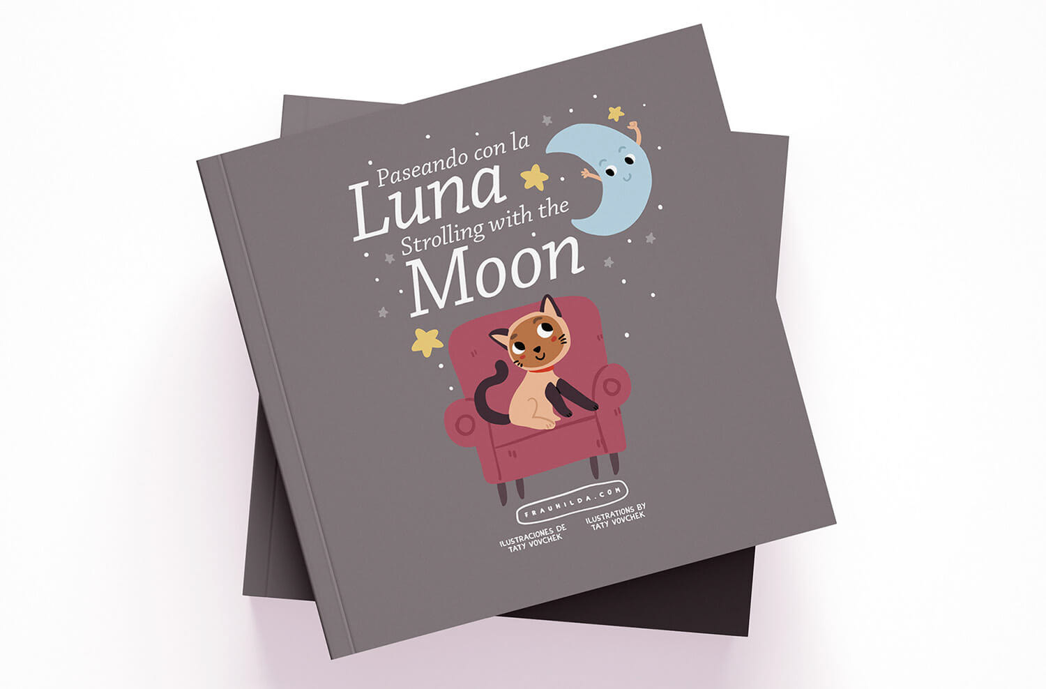 book cover design for strolling with the moon picture book bedtime story by Tatiana Vovchek