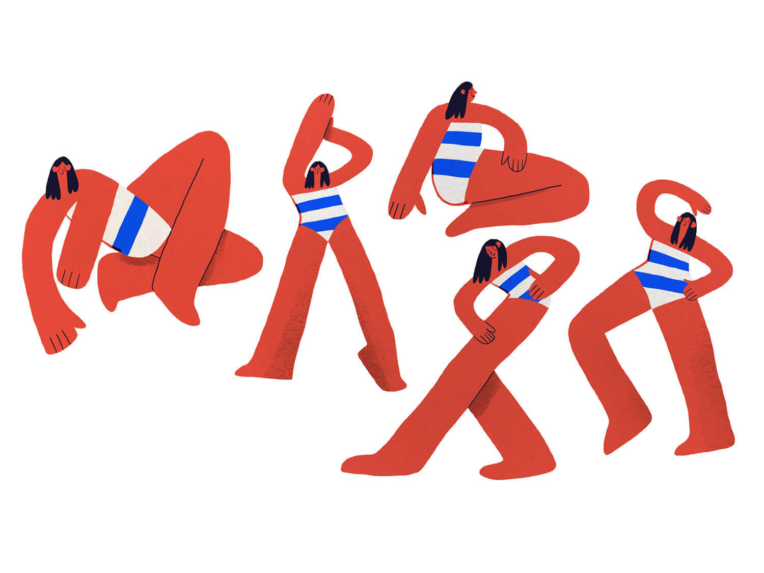 beach girl illustration, stylish fashion woman illustration, woman portrait by Tatiana Vovchek