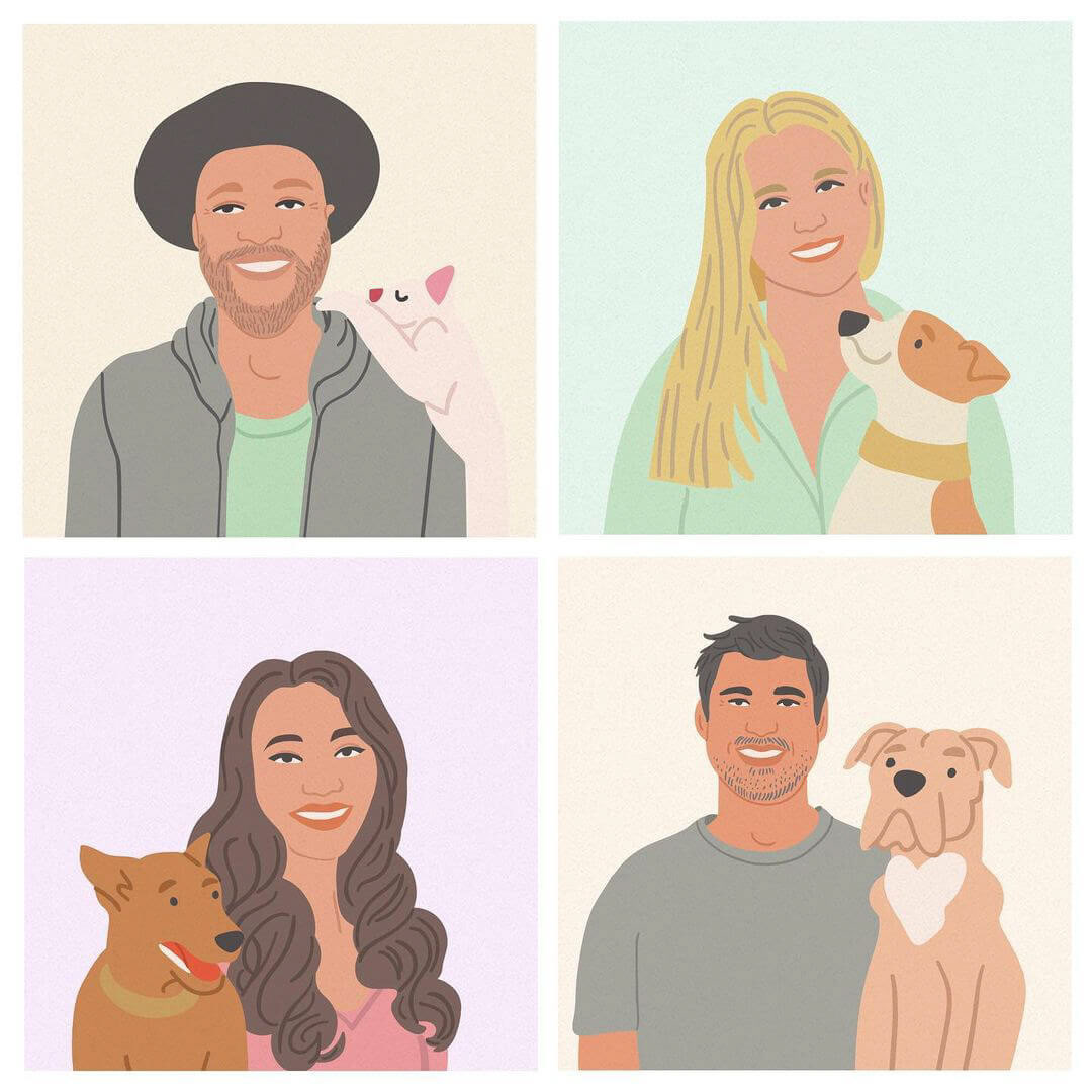 corporate pets, illustrations for social media by Tatiana Vovchek