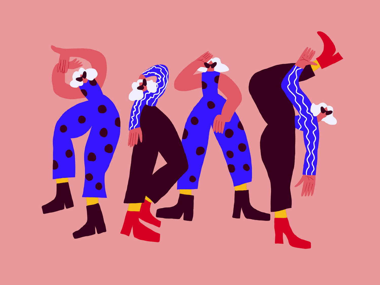 dancing woman, fashion style woman illustration by Tatiana Vovchek