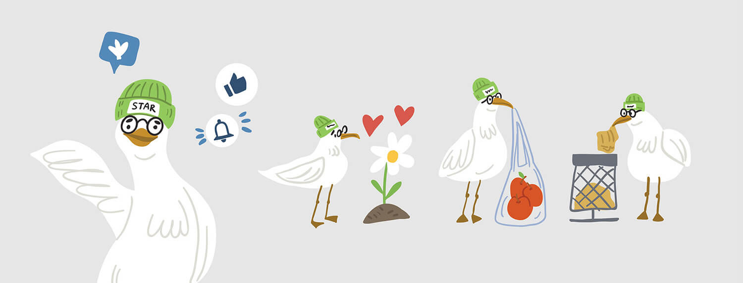 seagull character design and illustrations for non fiction activity book by Tatiana Vovchek