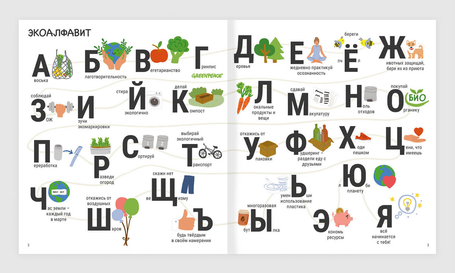 eco alphabet for non fiction activity book about ecology for children by Tatiana Vovchek