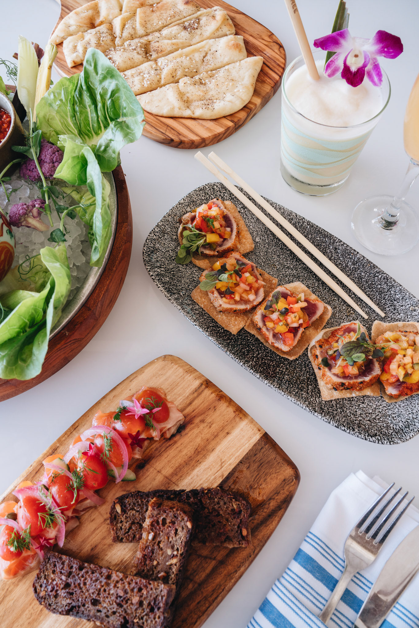 Assorted Appetizers &amp; Drinks on Table 1