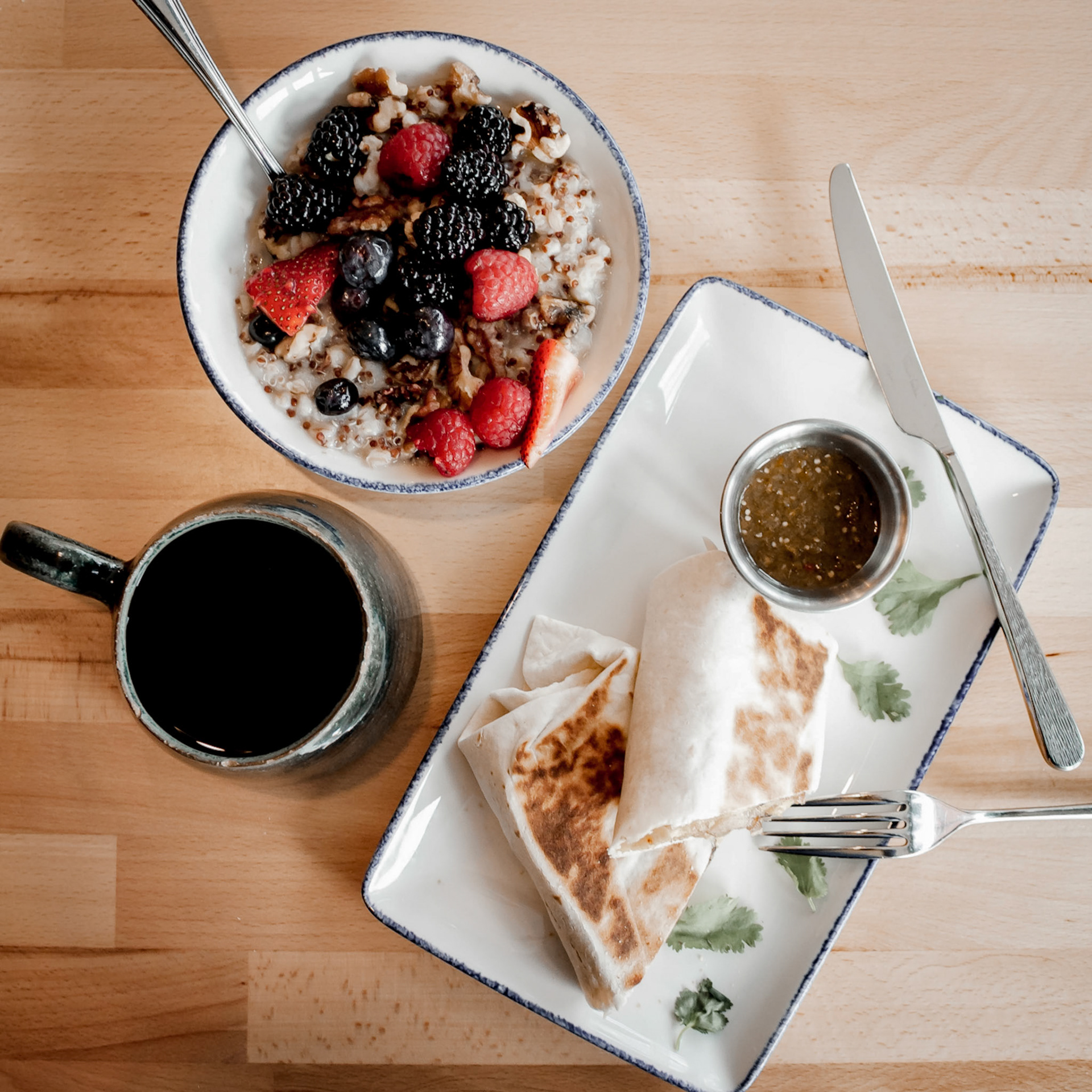 Breakfast with Burrito Coffee &amp; Berries