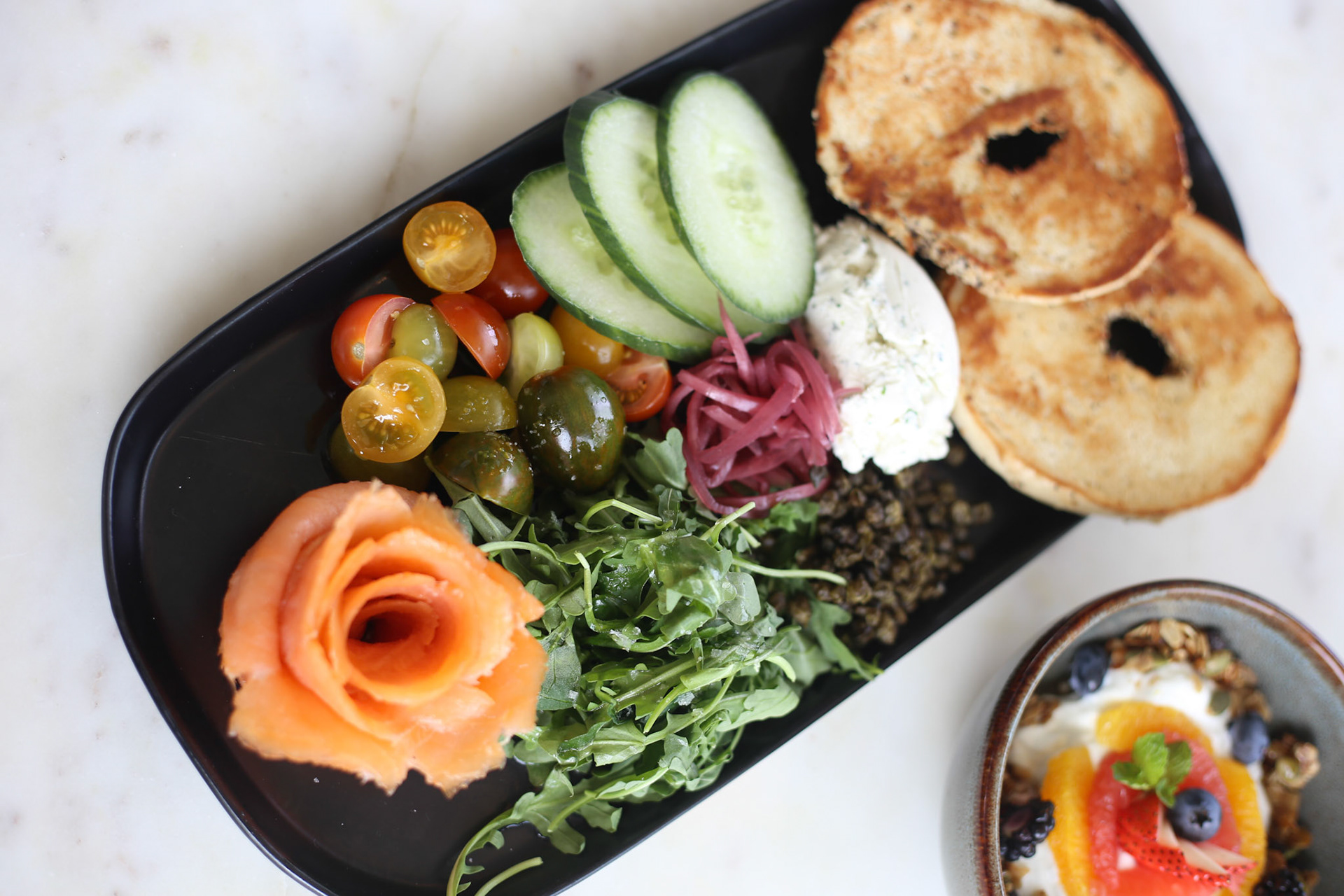 Assorted Colorful Appetizer Platter with Bread