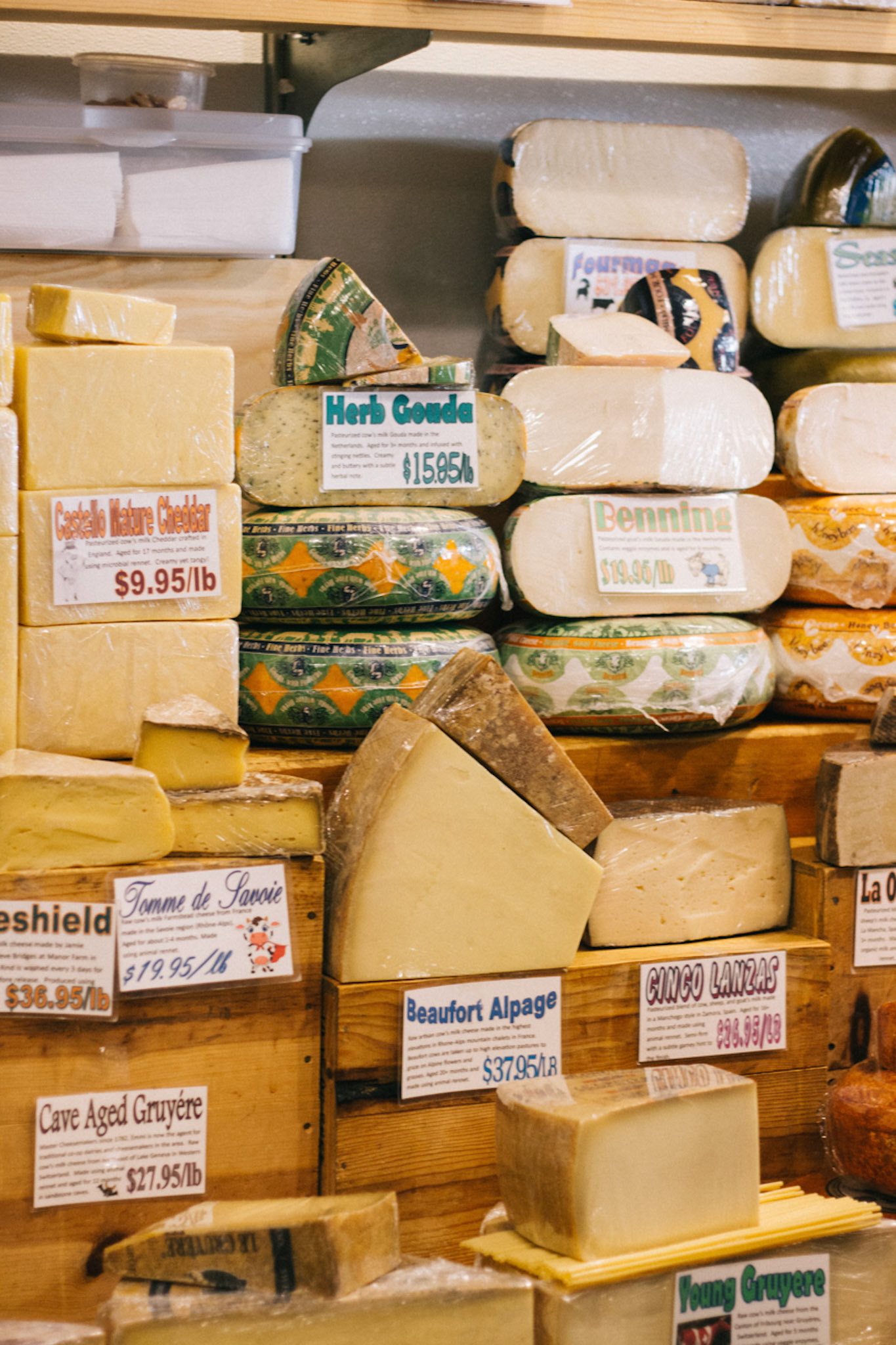 Various Types of Cheese on Display