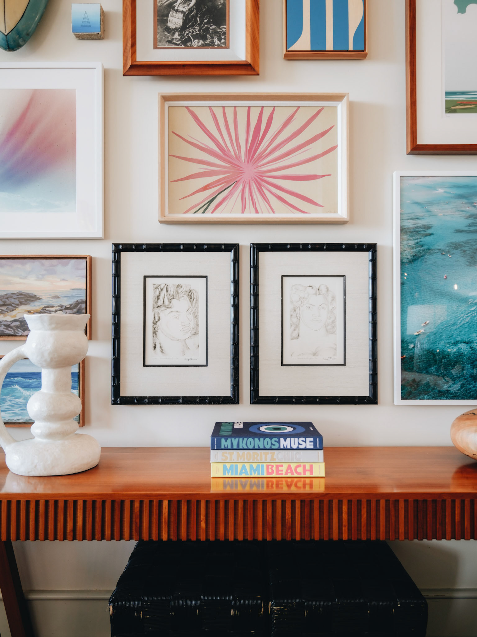 Gallery Wall with Framed Artwork &amp; Books