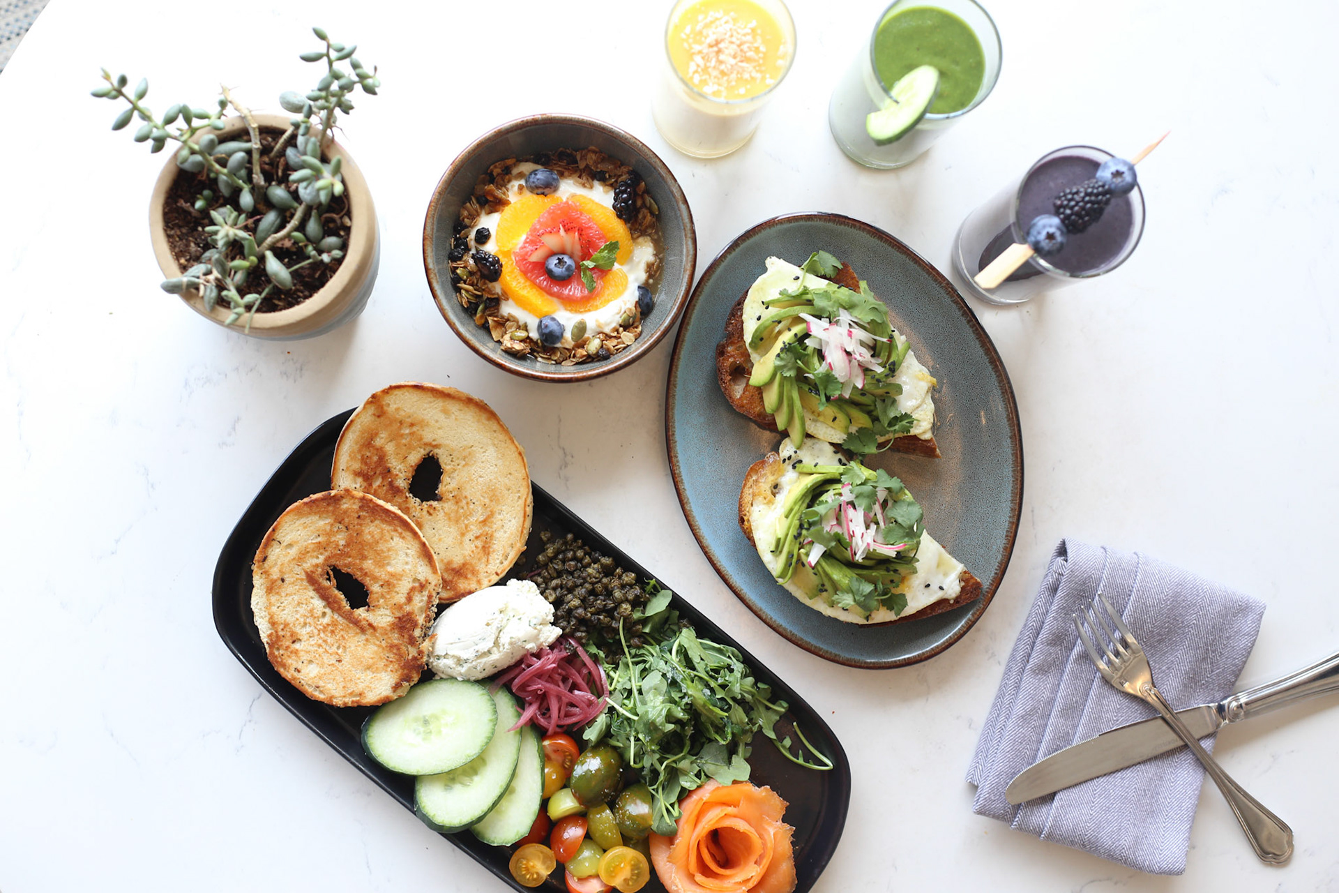 Healthy Breakfast with Toast &amp; Fruit