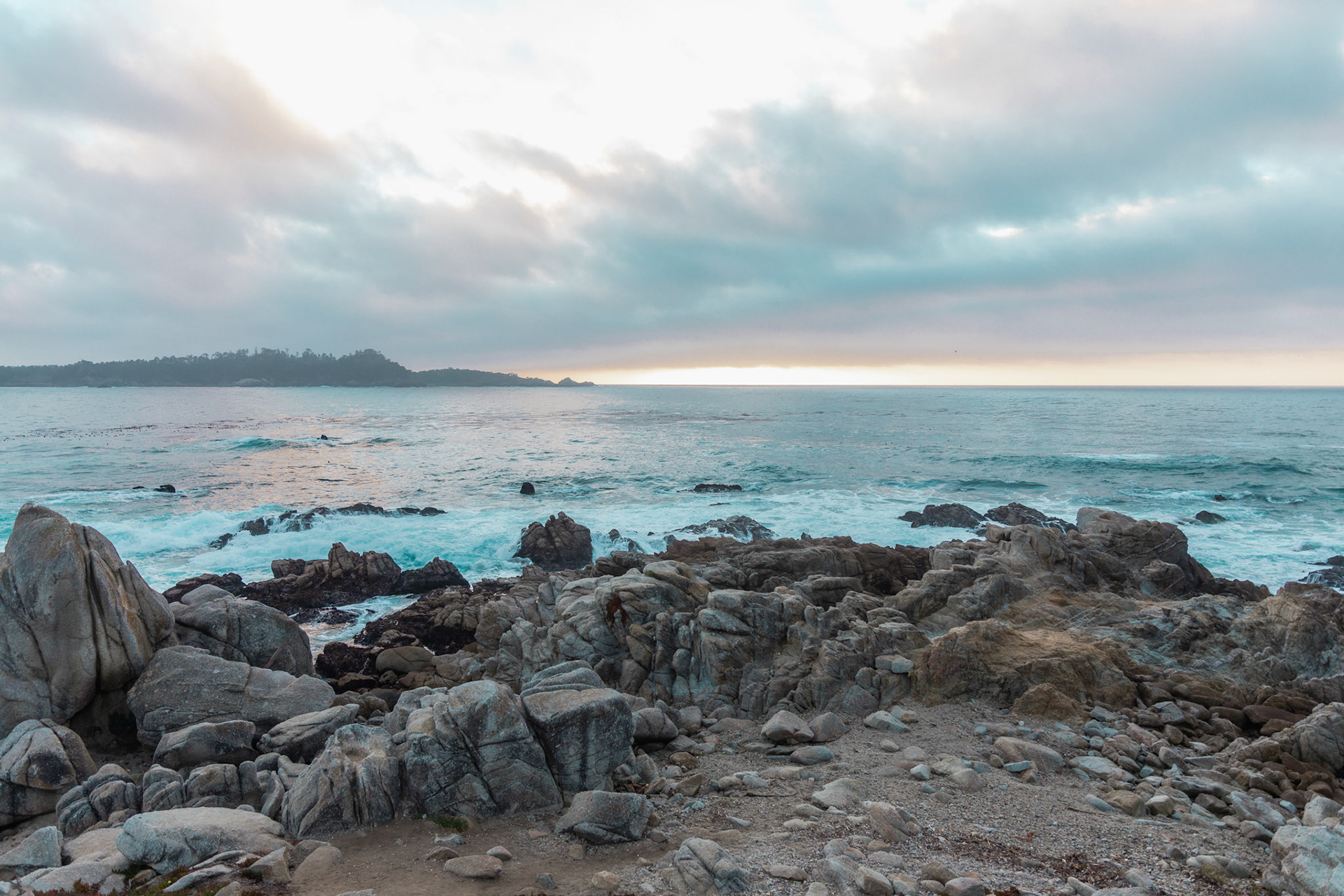 RockyShoreline with Ocean &amp; Clouds