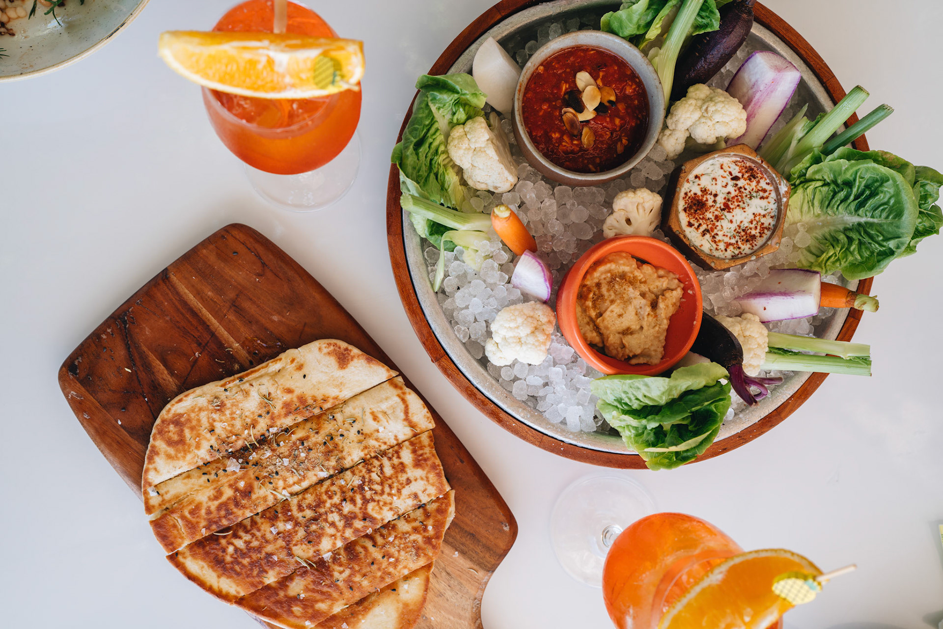 Vegetable Platter with Drinks