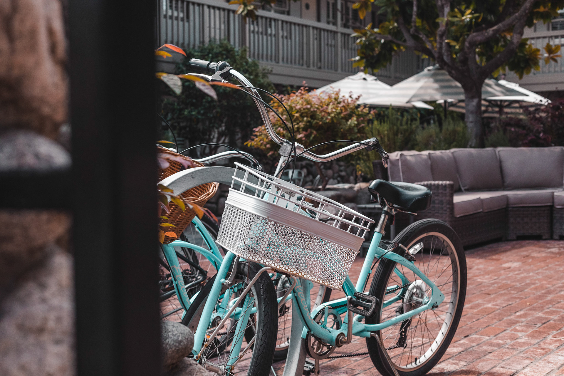 Bicycle with Basket on Patio