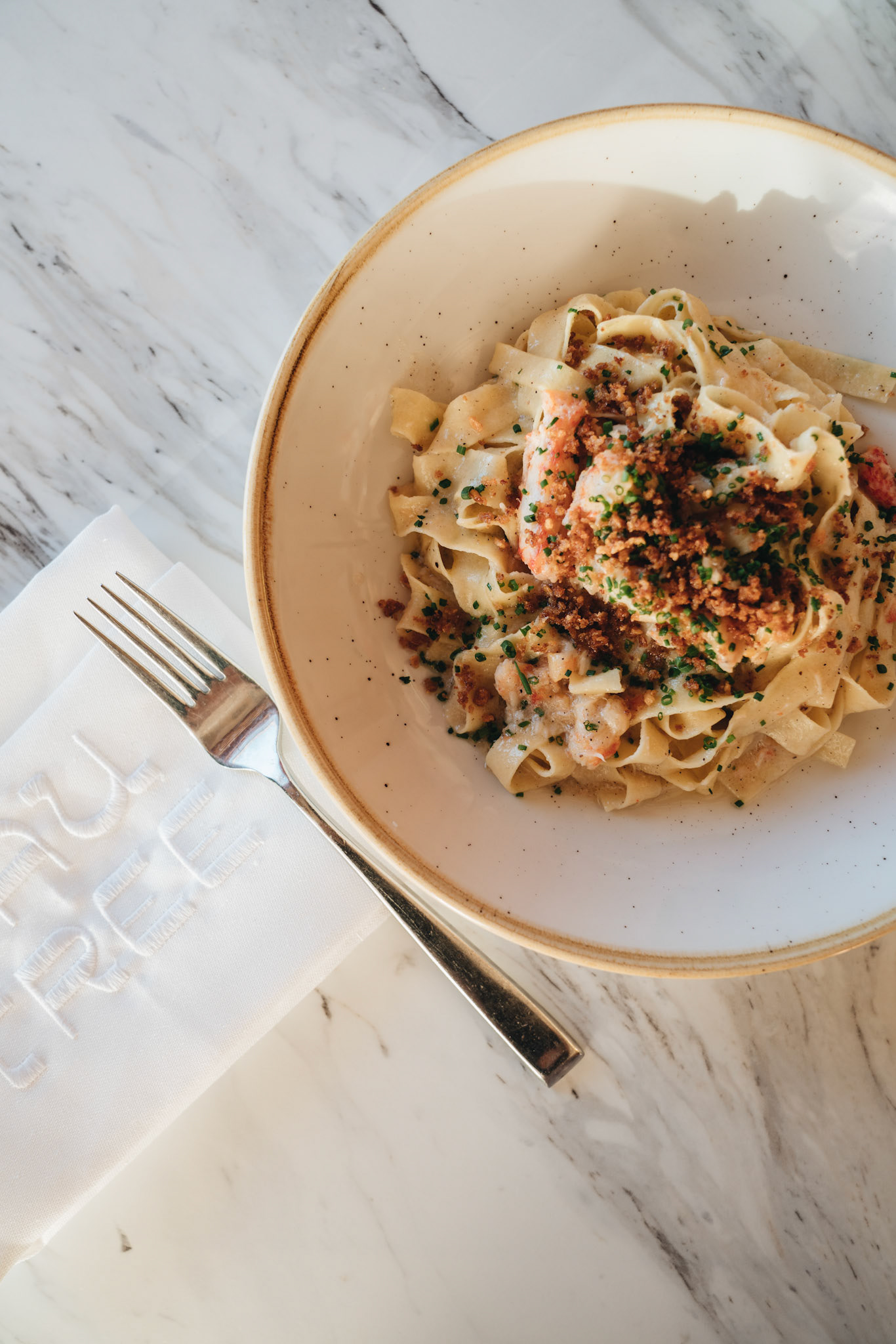 Plate of Pasta with toppings