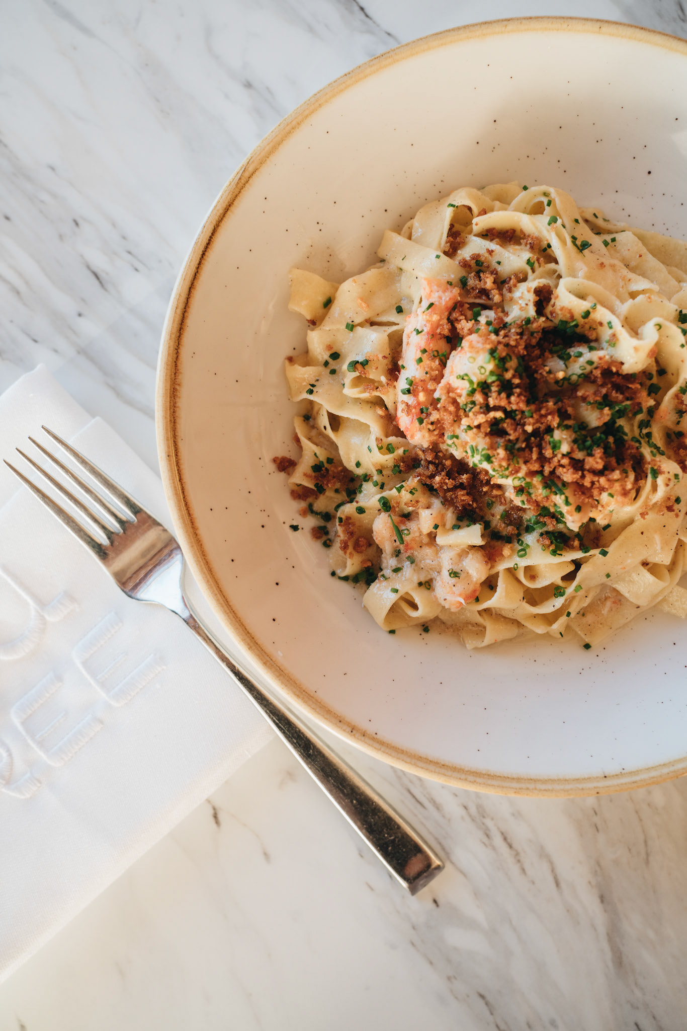 Fettuccine Pasta with toppings