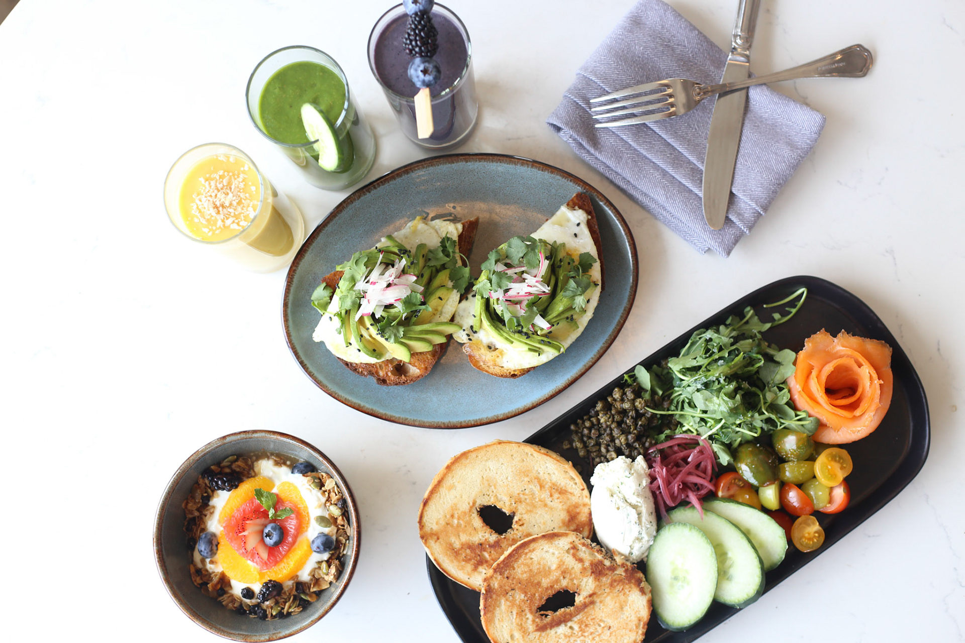 Healthy Breakfast with Toast &amp; Fruits