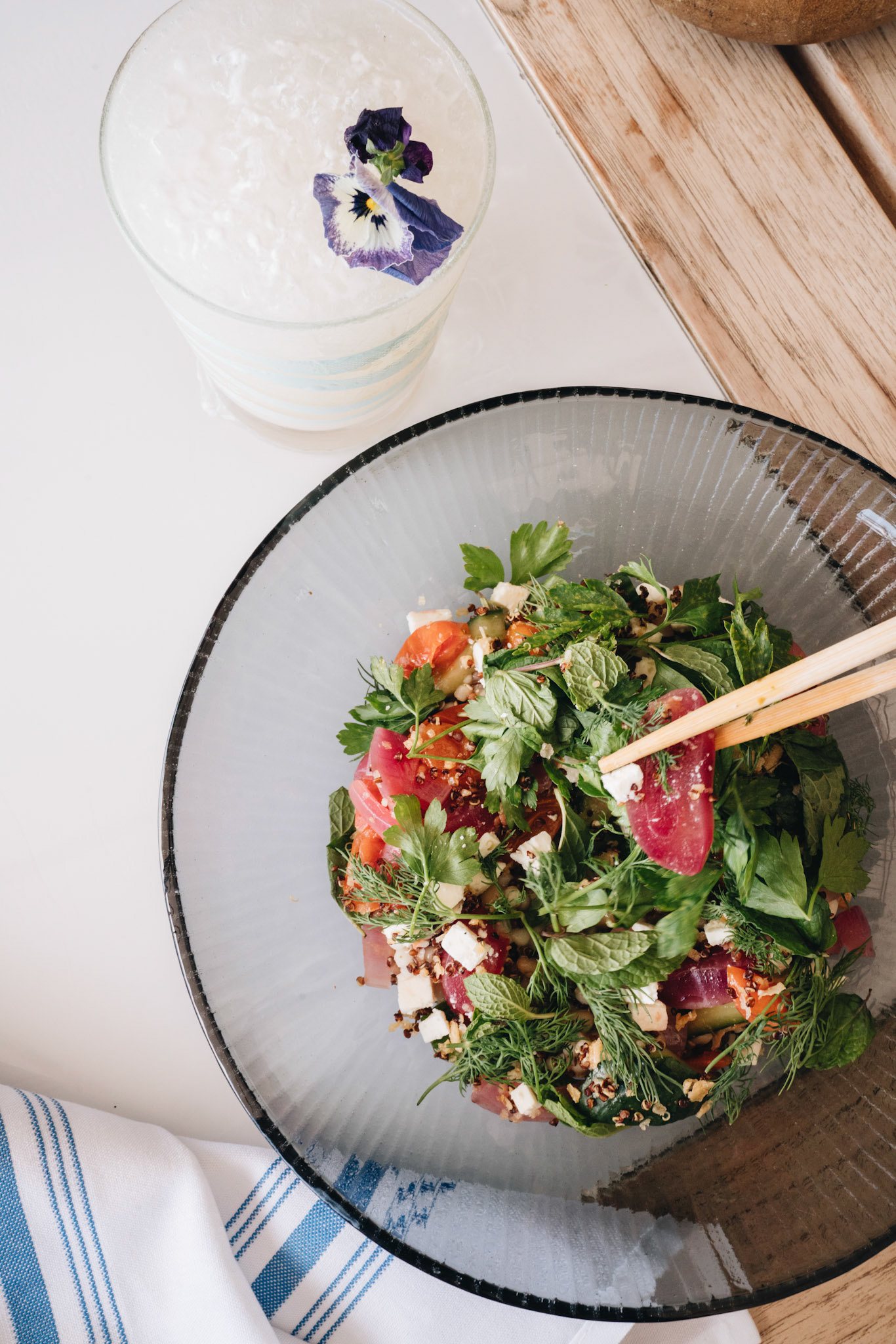 Fresh Vegetable Salad with Chopsticks