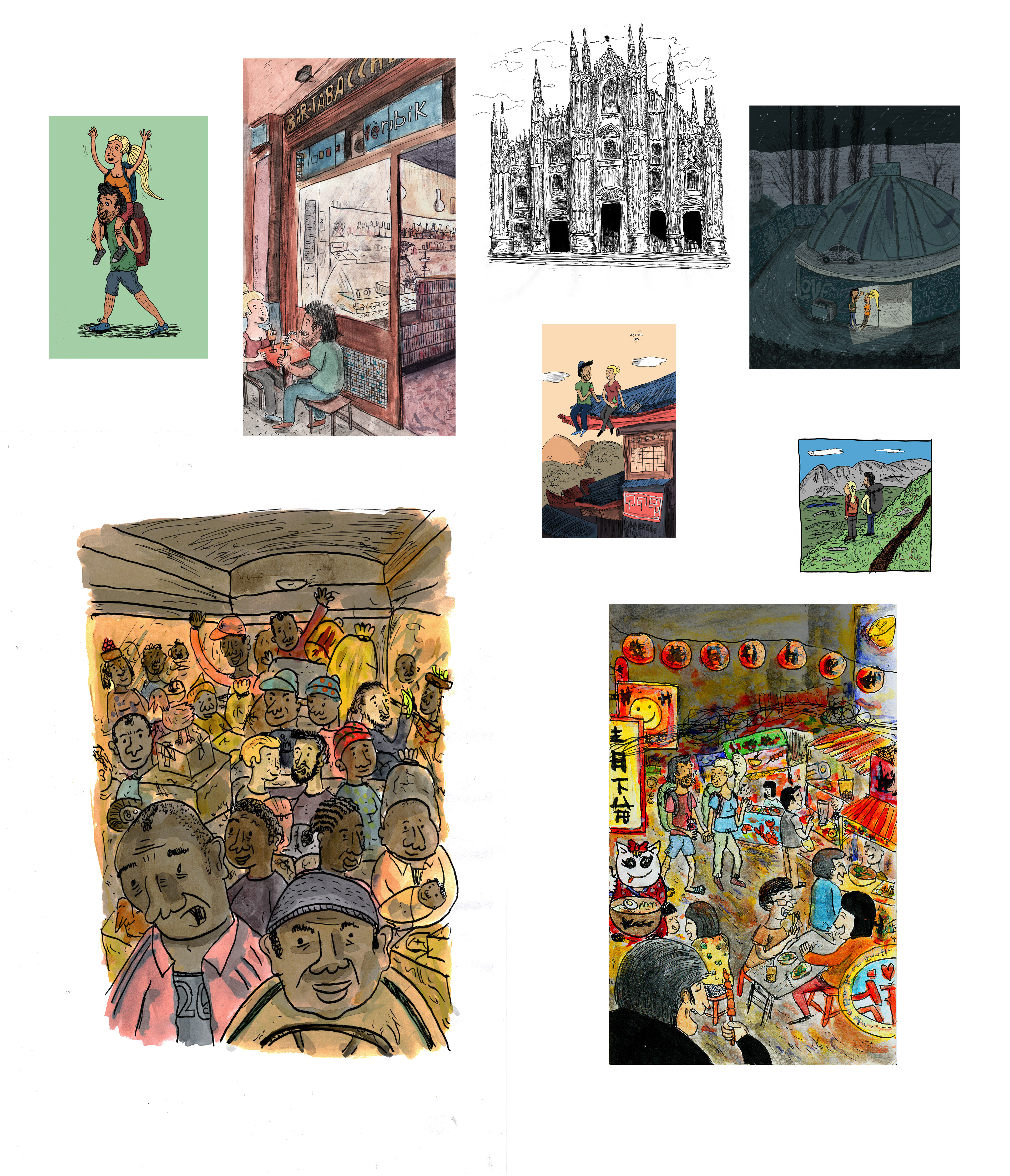 Travel around the world weltreise illustrationen