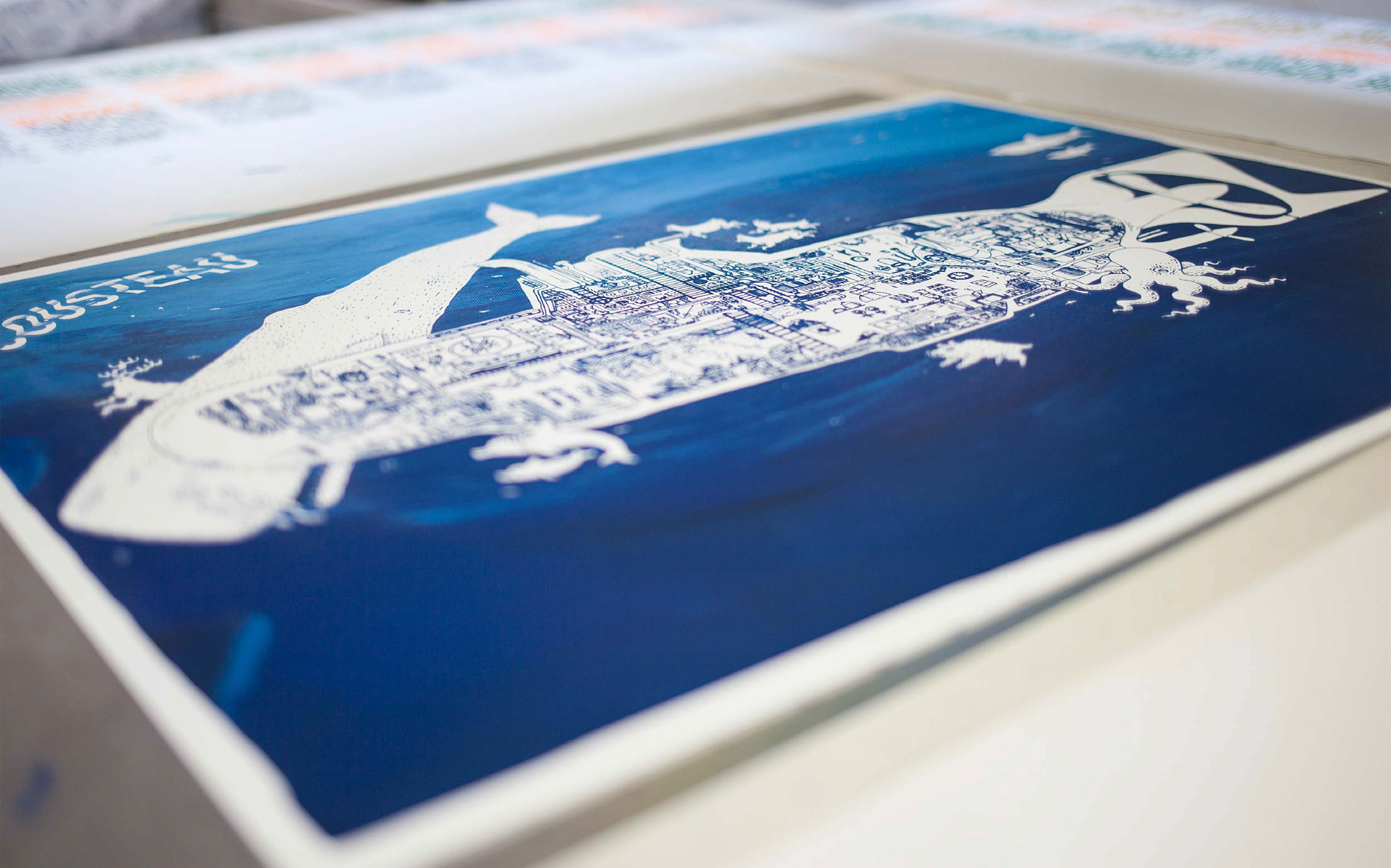 Cousteau poster siebdruck plakat detail