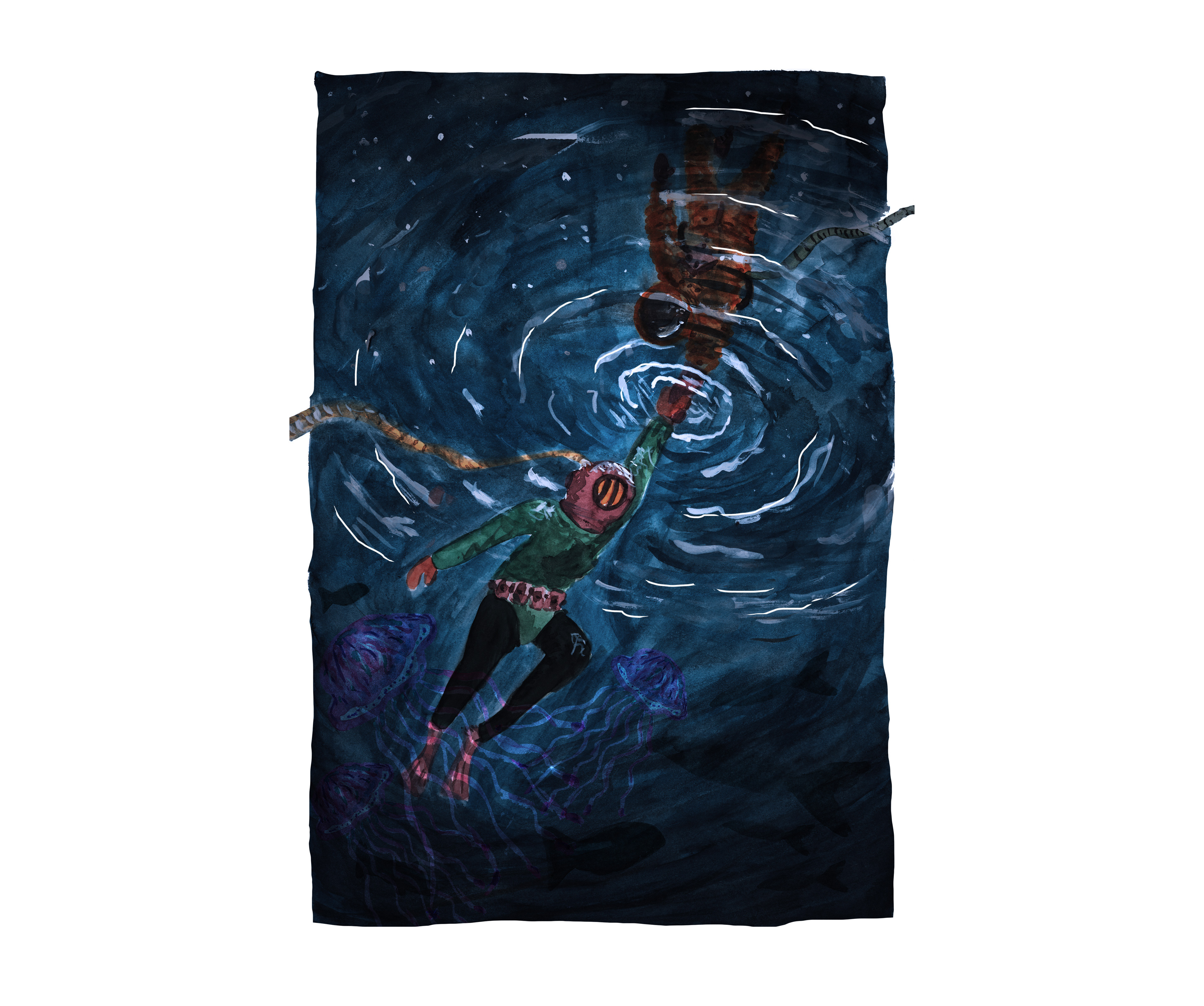 Entwurf wasser austronaut und taucher interdimensional illustration aquarell