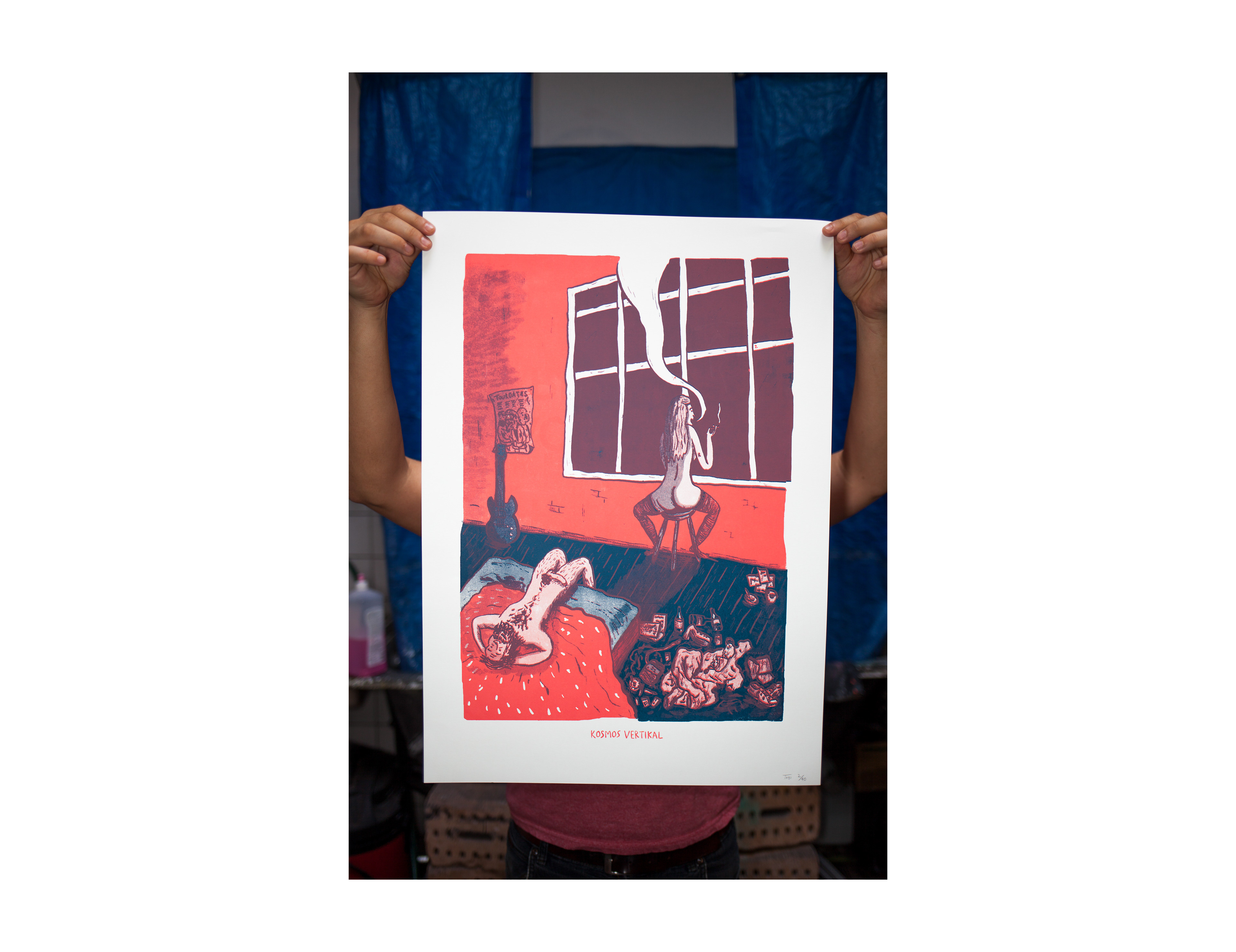 Poster Plakat kosmos vertikal sex siebdruck illustration ansicht