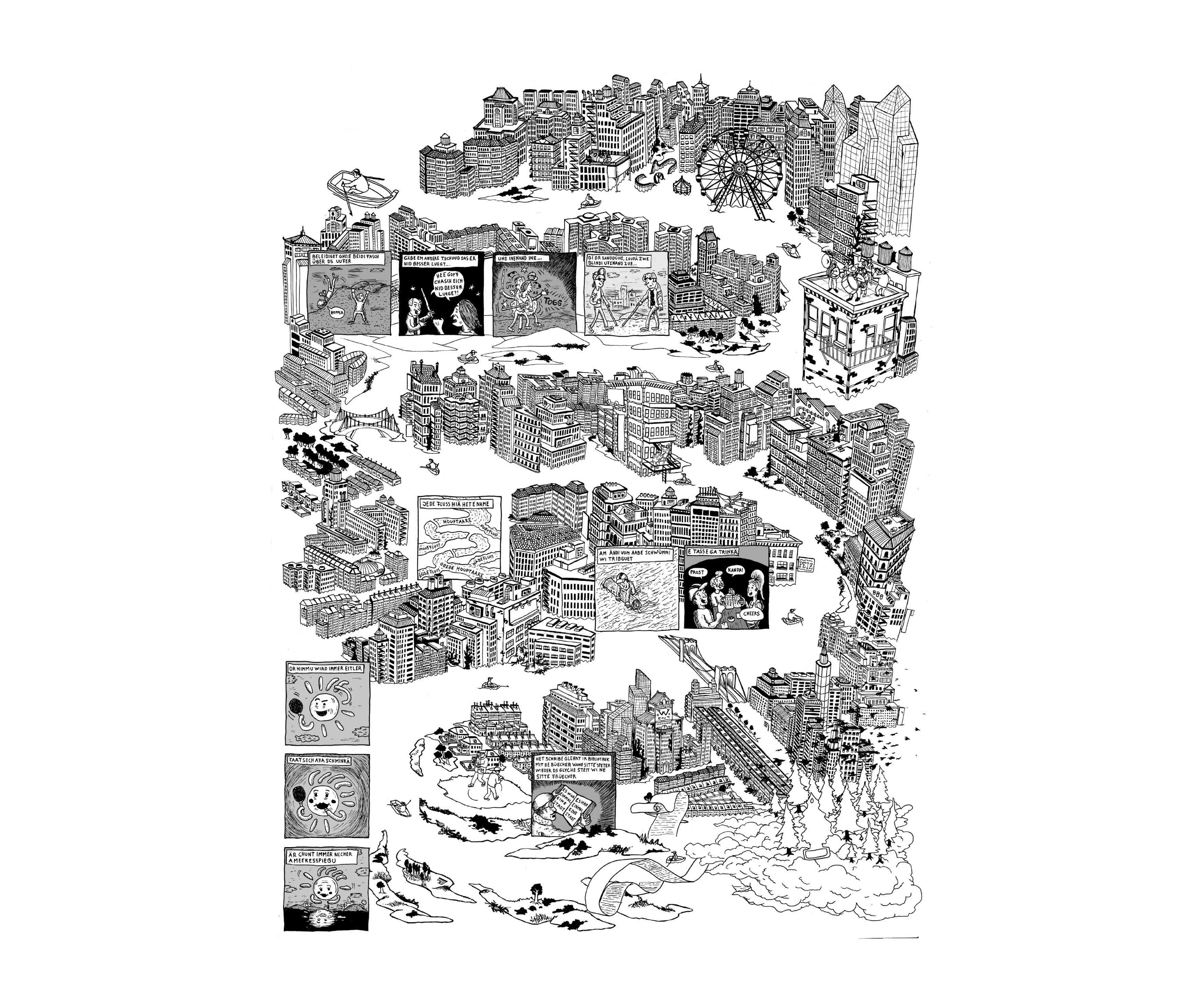 Greis wäue poster siebdruck plakat illustration finliner