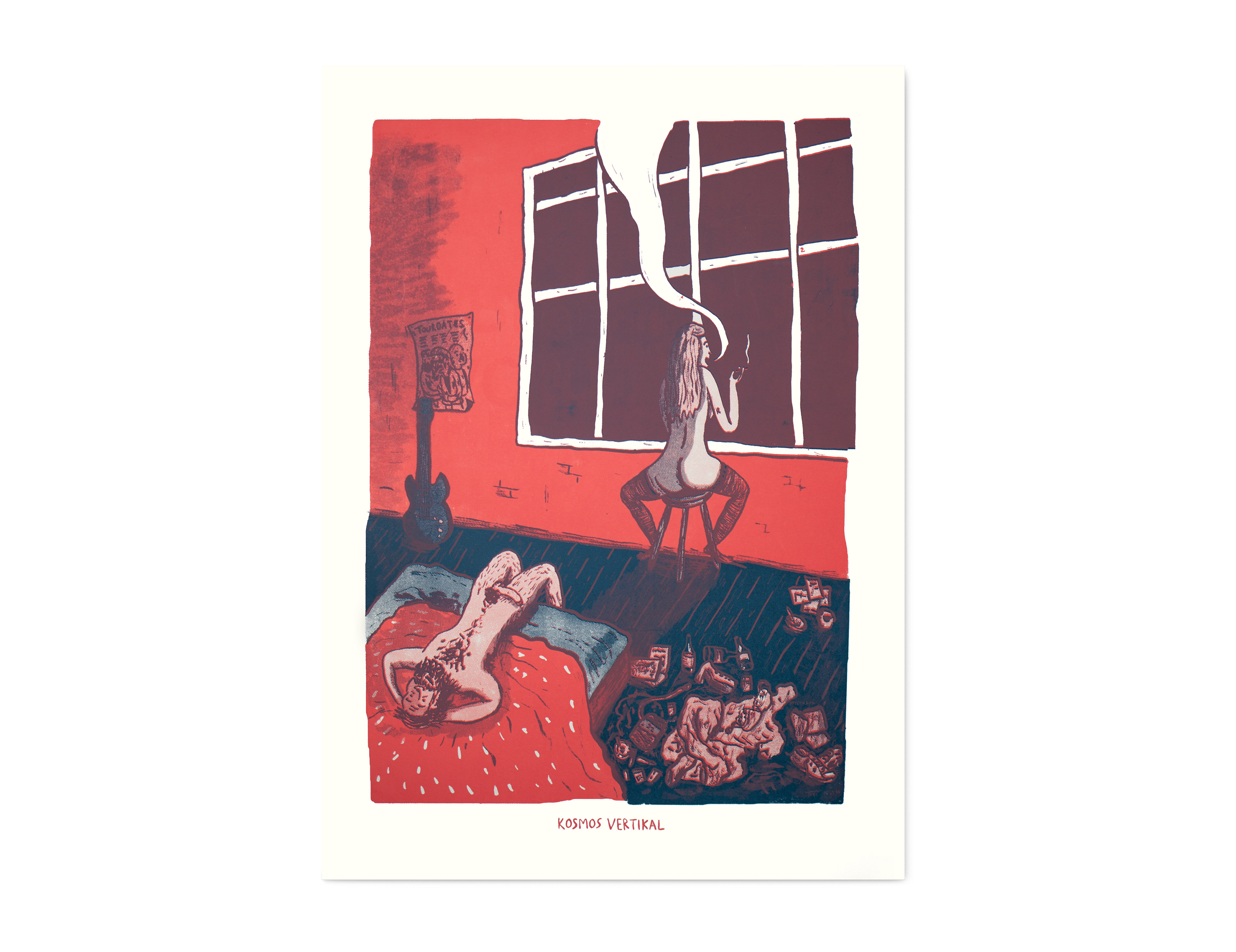 Poster Plakat kosmos vertikal sex siebdruck illustration