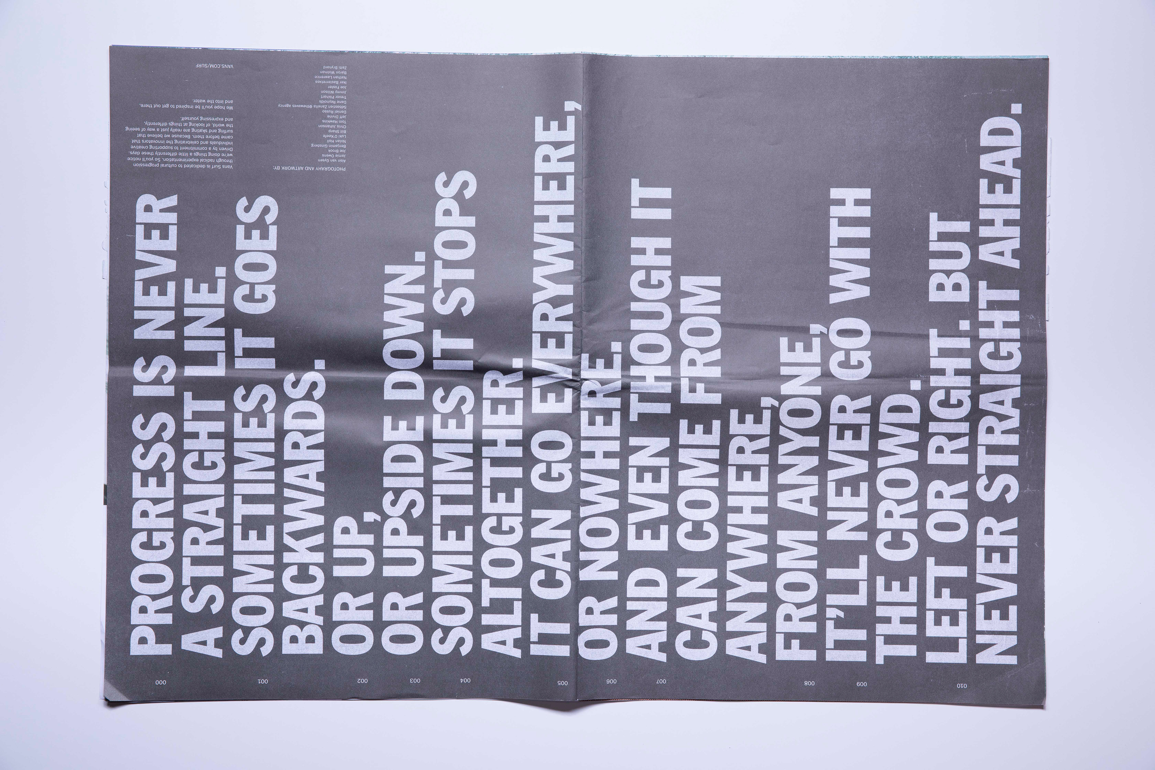 Spread from Vans surf zine with manifesto