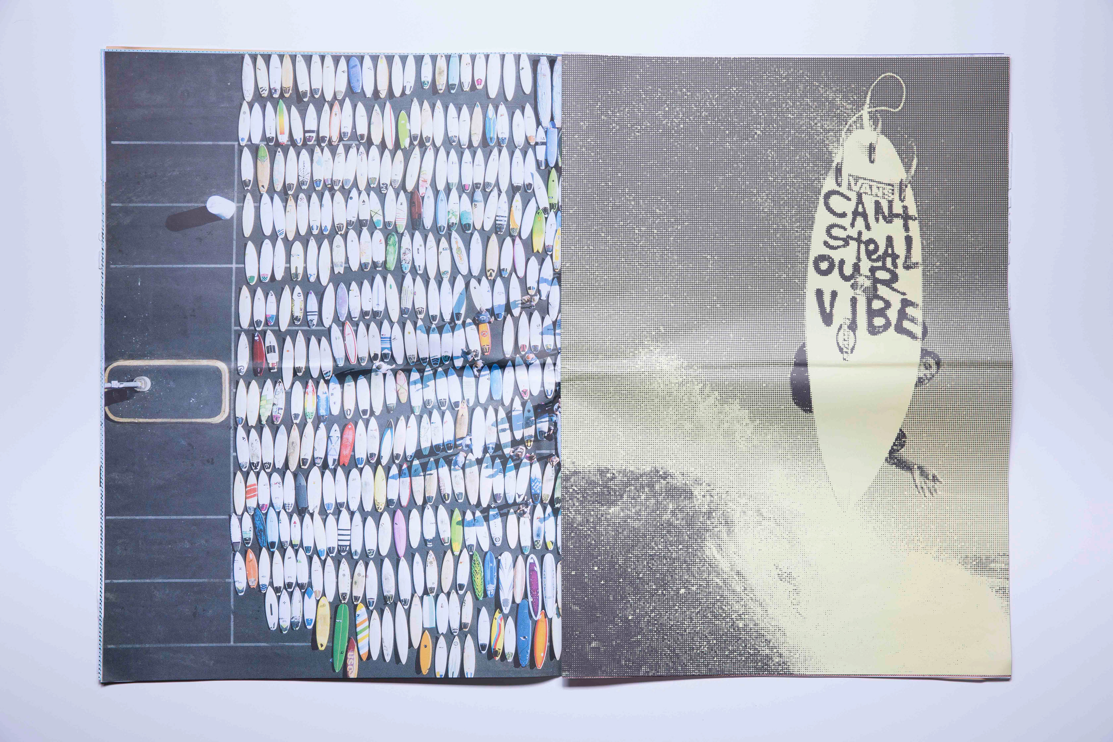 Spread showing donated boards for South Africa