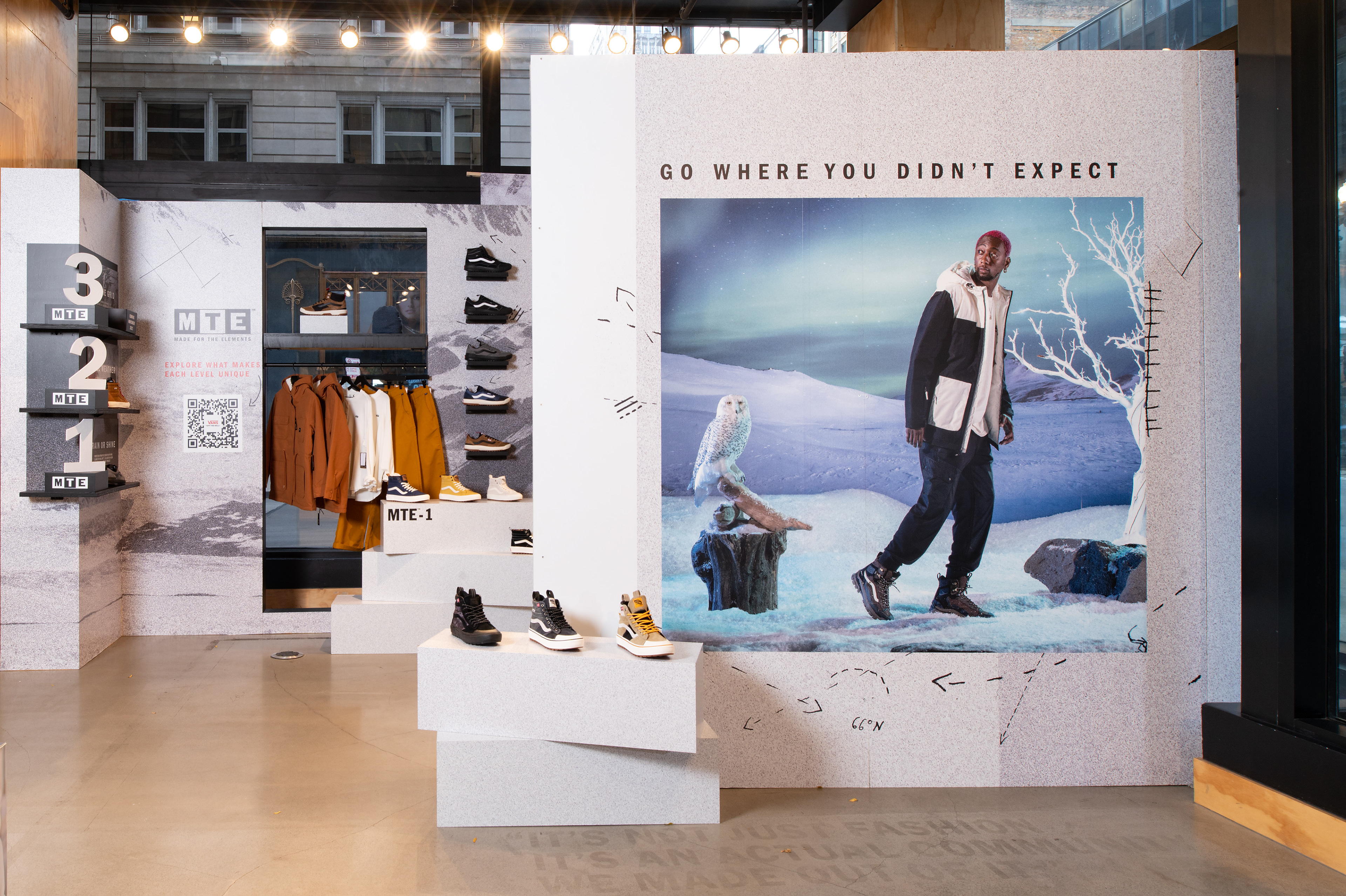 In store build out for the MTE collection of outdoor wear