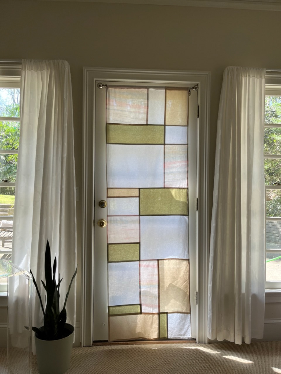 sewn pojagi patchwork window panel