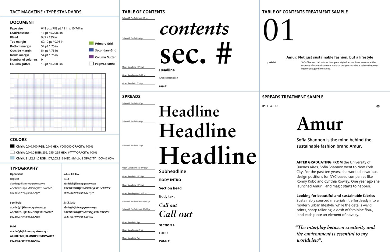 type standards sheet