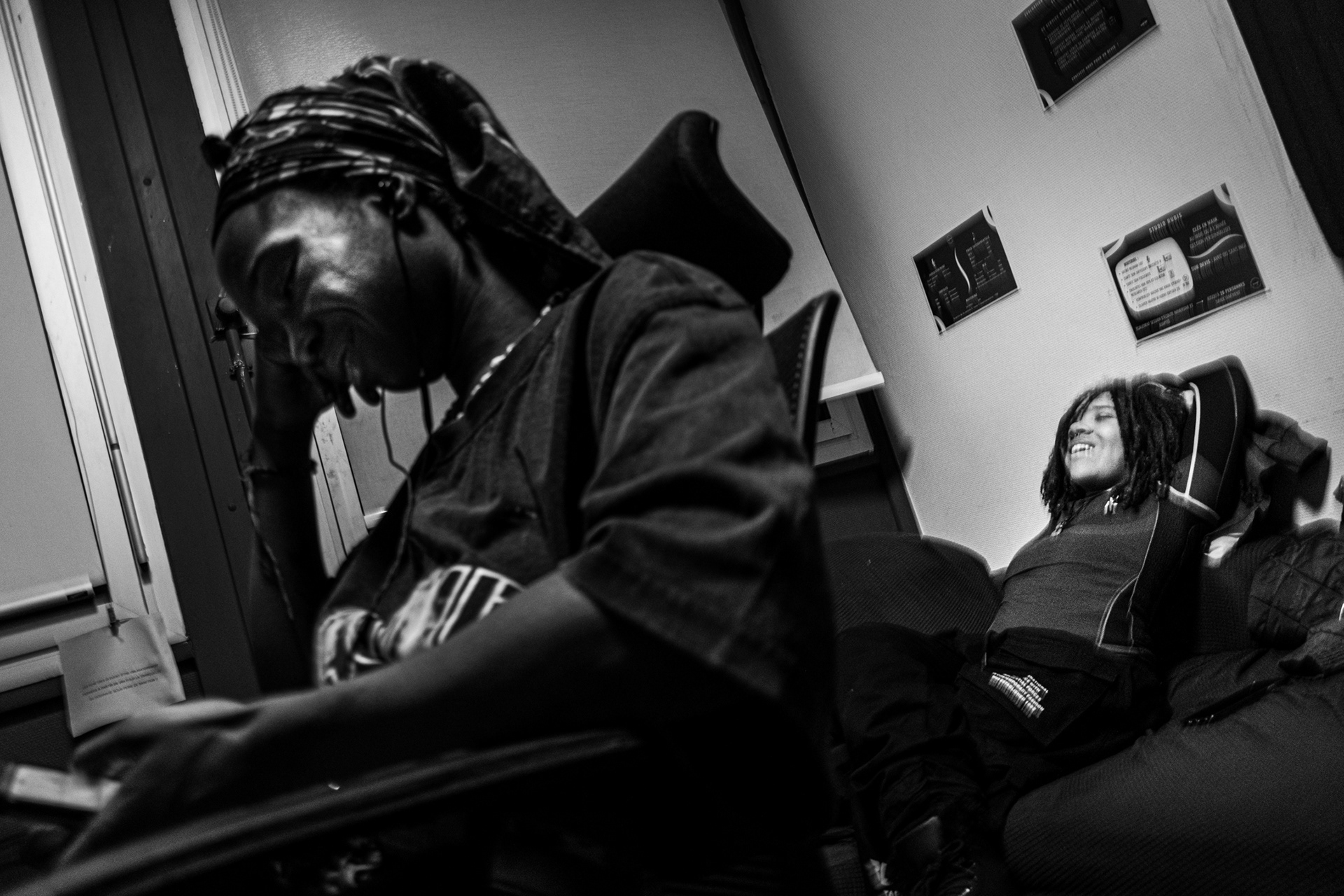 Aimé Césaire Socio-Cultural Centre, Paris. January 18th 2026. Rose Oyemi is in the recording studio with Kael, while preparing a song featuring Maim, a french female rapper regular at the collective. 
